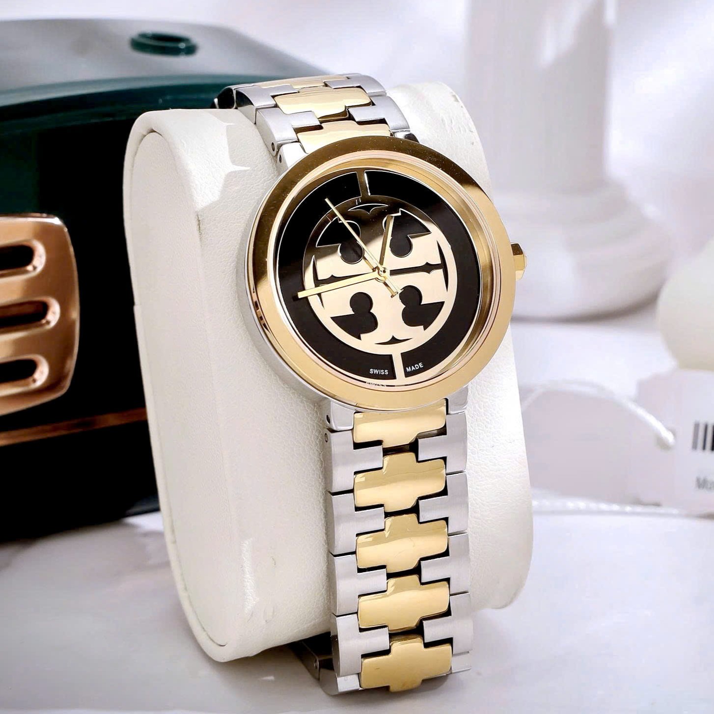 Đồng hồ đeo tay nữ Tory Burch Reva Watch Two-tone Gold Stainless Steel TBW4016 11
