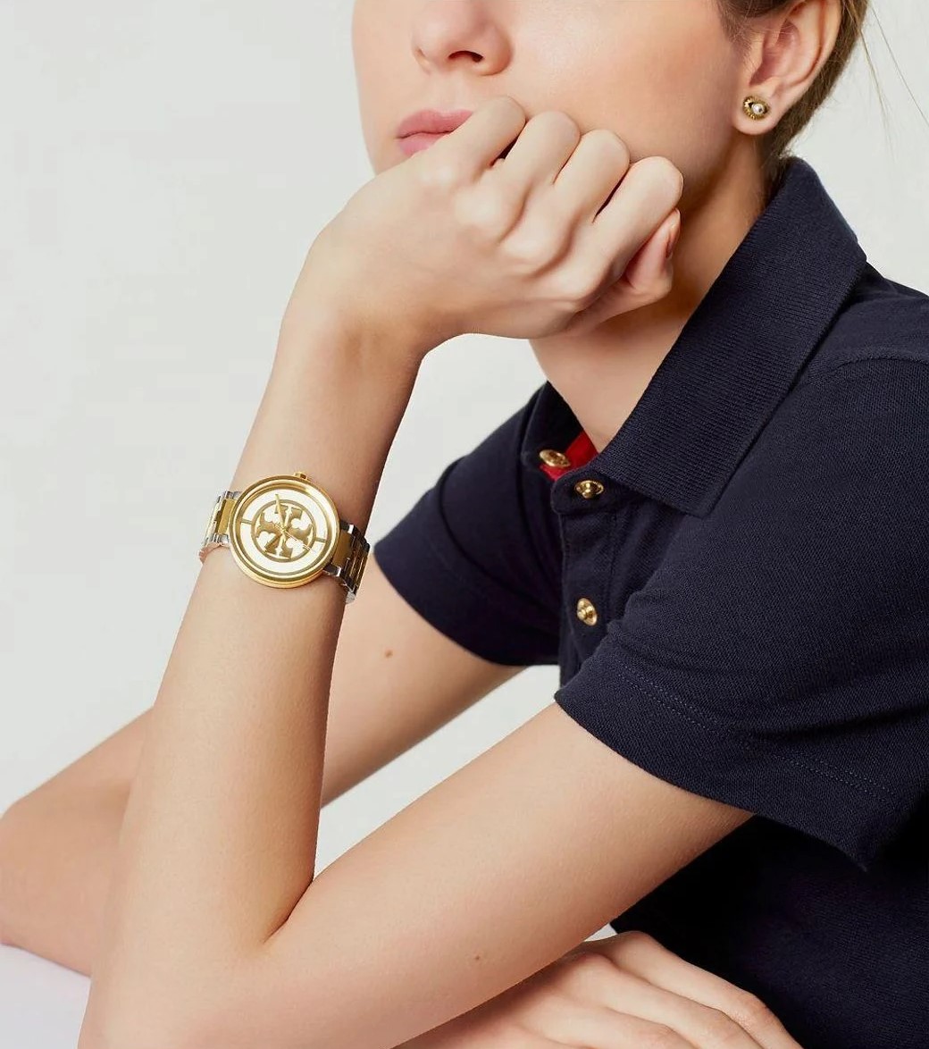 Đồng hồ đeo tay nữ Tory Burch Reva Watch Two-tone Gold Stainless Steel TBW4016 17