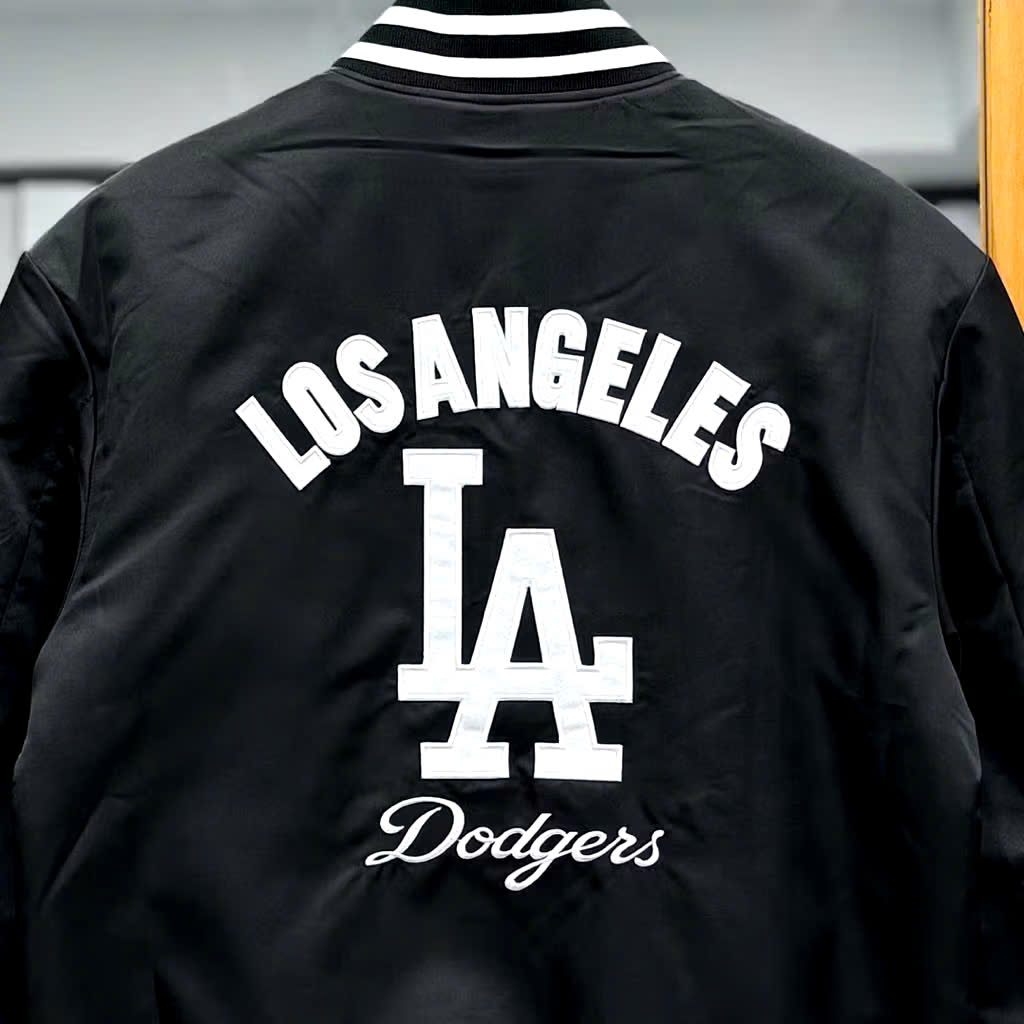 Áo Khoác unisex Bomber New Era LA Los Angeles Dodgers Black 4