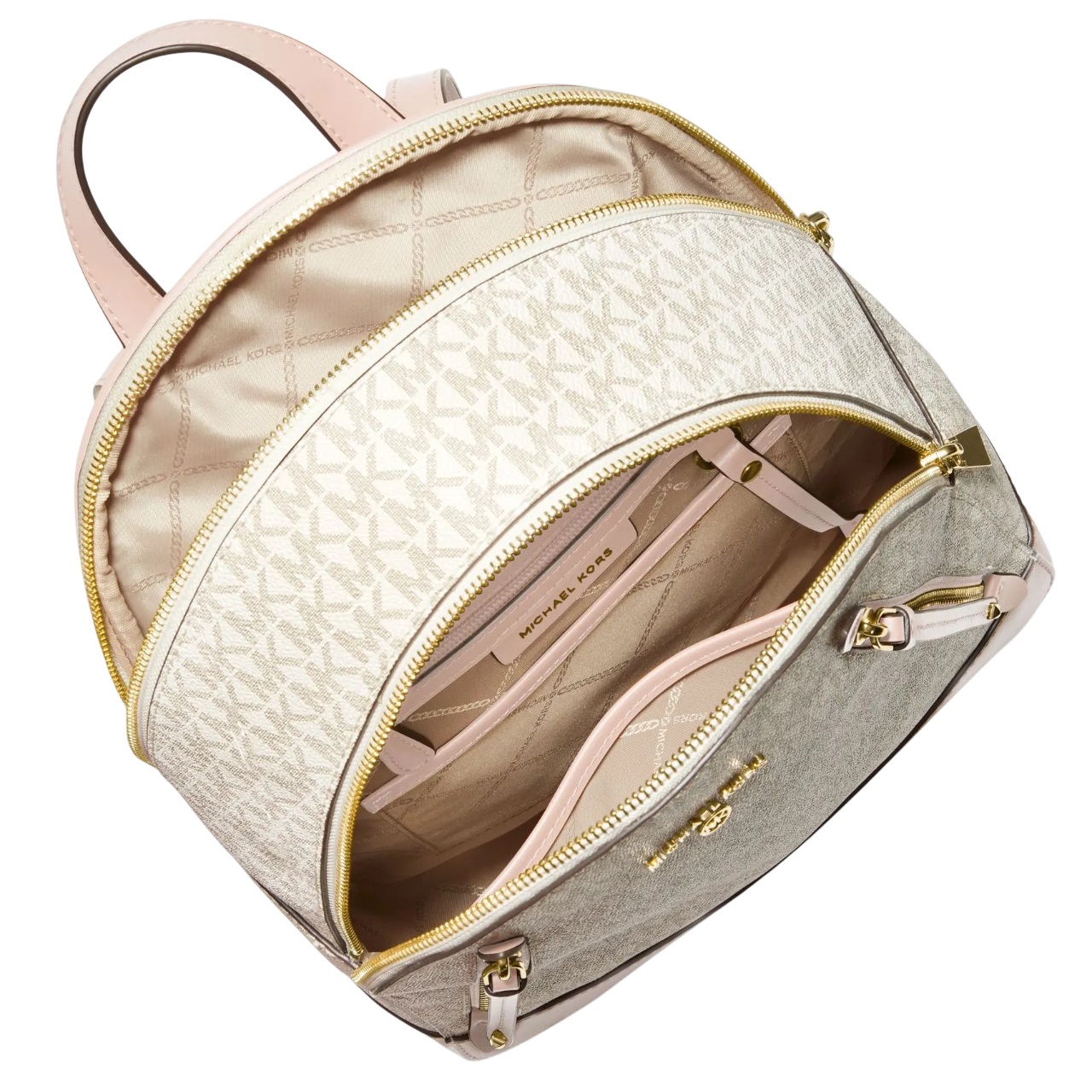 Balo Michael Kors Brooklyn Medium Monogram Backpack Vanilla White Nude Pink 30H1GBNB2B173 4