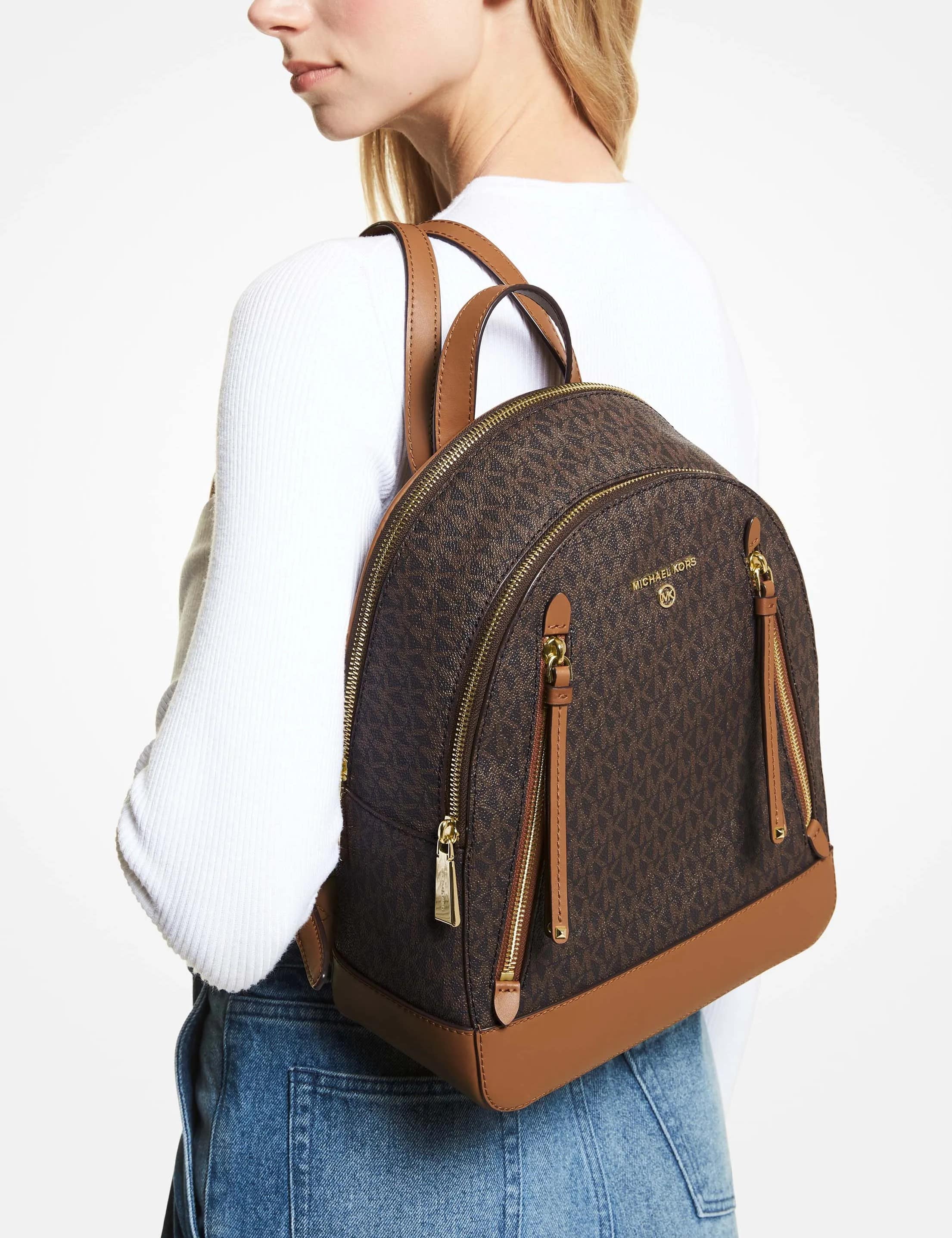 Ba lô Michael Kors Brooklyn Medium Monogram Backpack Dark Brown Acorn Brown 30H1GBNB2B252 1