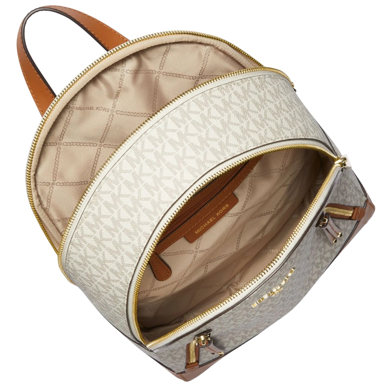 Ba lô Michael Kors Brooklyn Medium Monogram Backpack Vanilla White Acorn Brown 30H1GBNB2B149 4