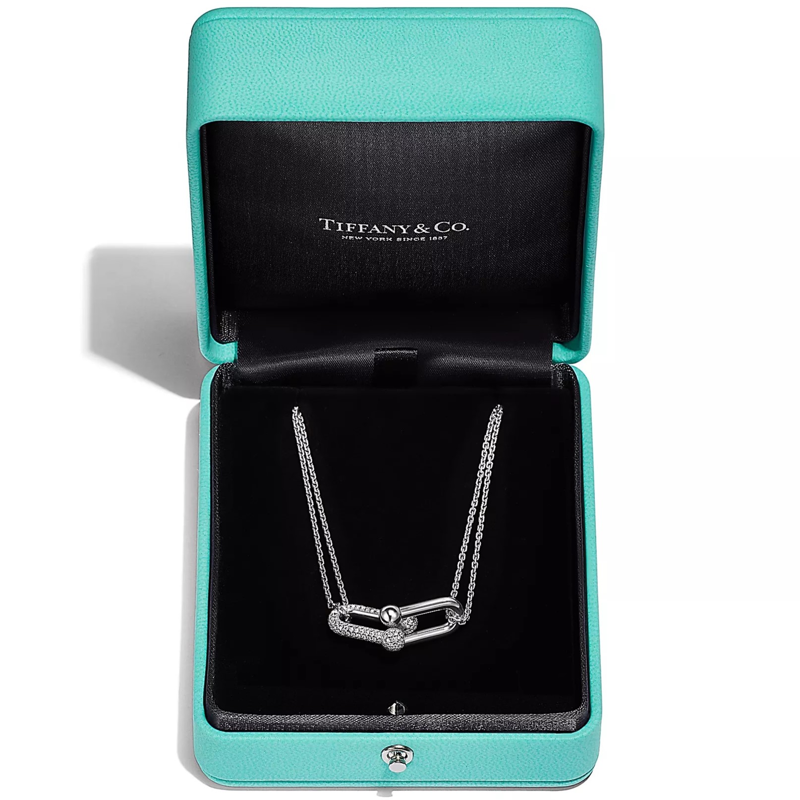 Dây chuyền nữ Tiffany Large Double Link Pendant in White Gold with Pavé Diamonds 3