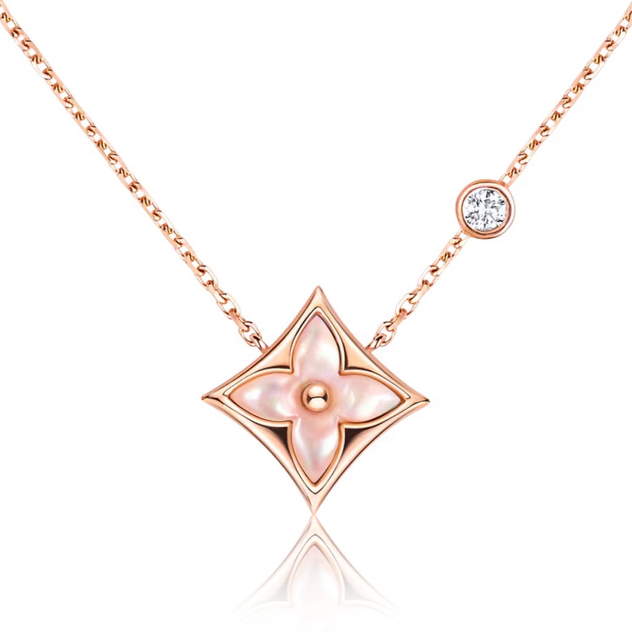 Dây Chuyền nữ LV Louis Vuitton Color Blossom Star BB Pendant Pink Gold Pink Mother Of Pearl and Diamond Q93612 1