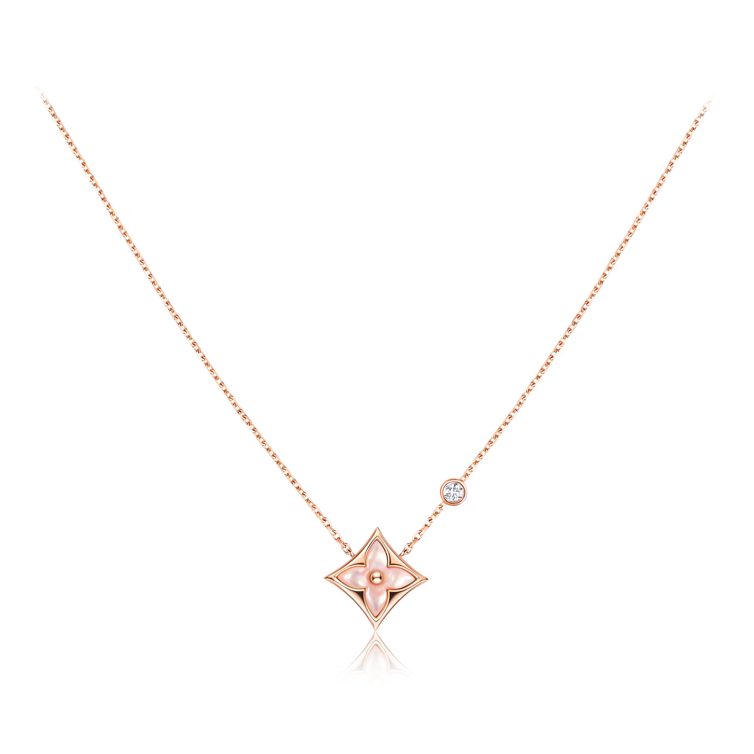 Dây Chuyền nữ LV Louis Vuitton Color Blossom Star BB Pendant Pink Gold Pink Mother Of Pearl and Diamond Q93612 6