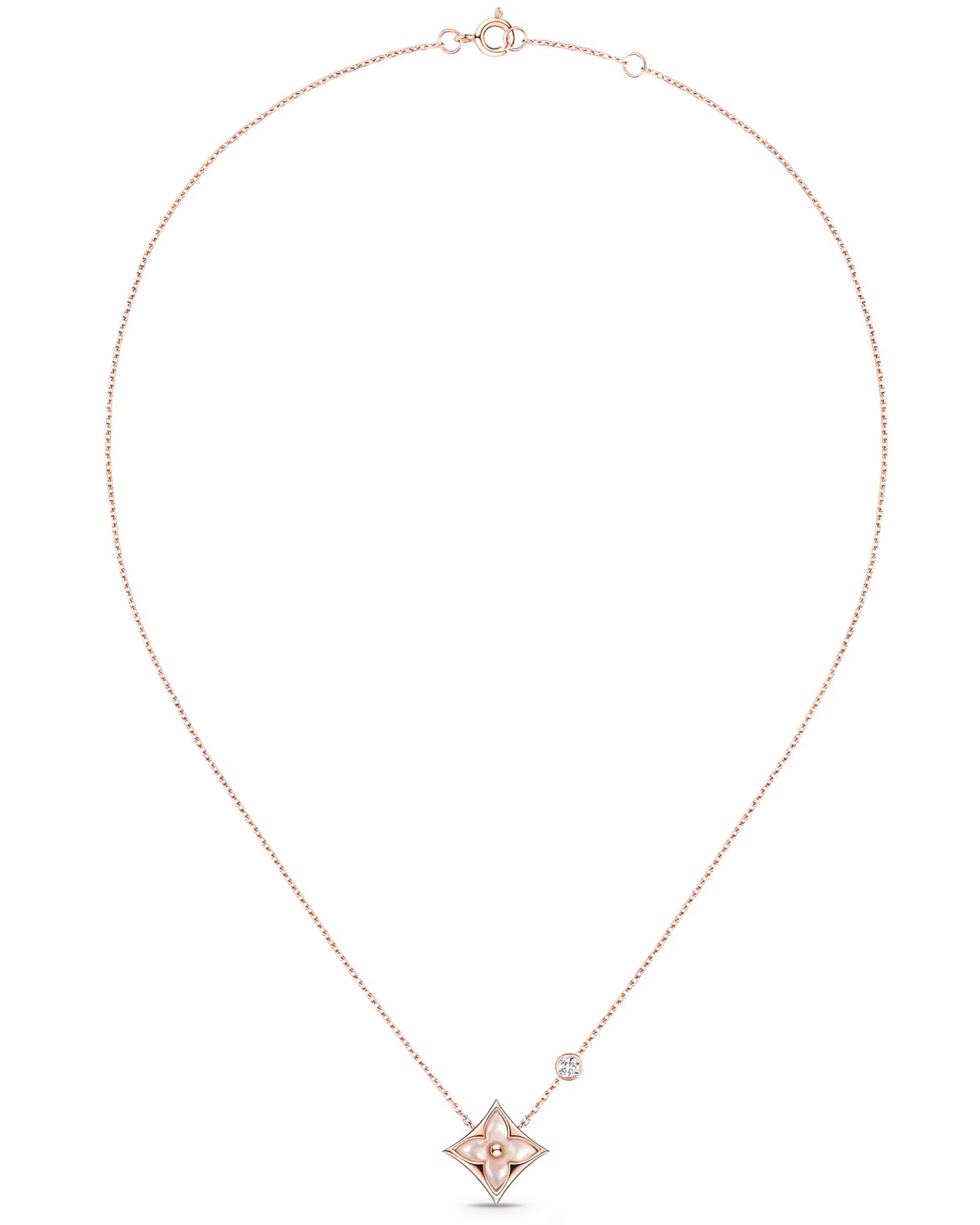 Dây Chuyền nữ LV Louis Vuitton Color Blossom Star BB Pendant Pink Gold Pink Mother Of Pearl and Diamond Q93612 3