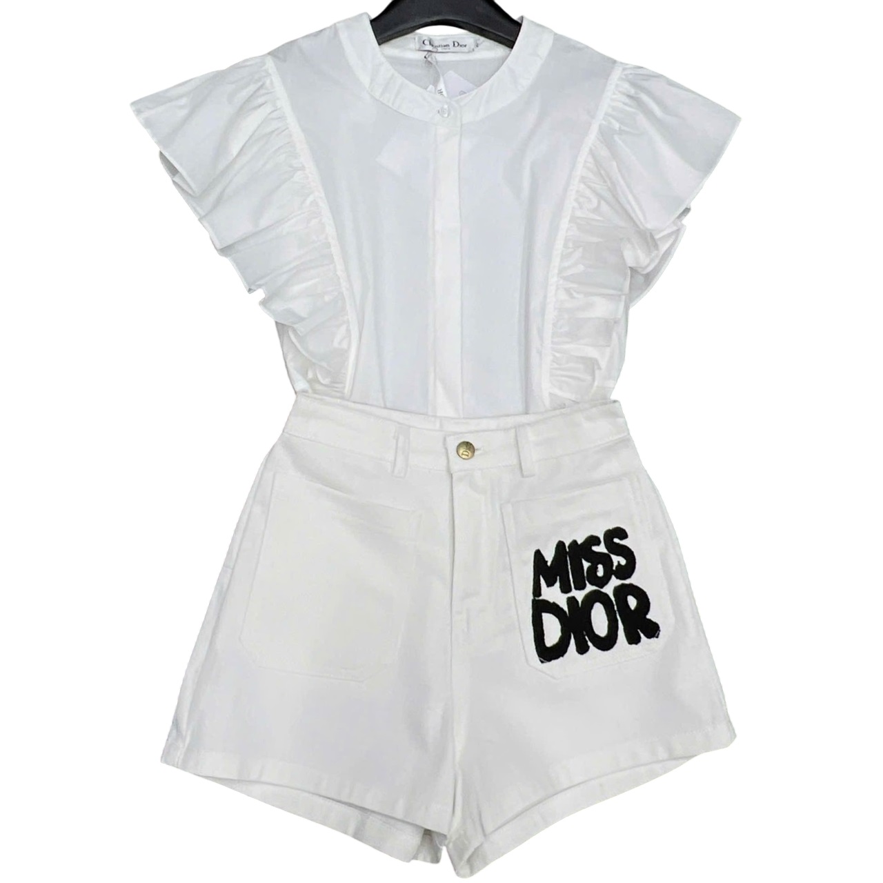 Combo áo trắng bèo quần short Miss Dior 1