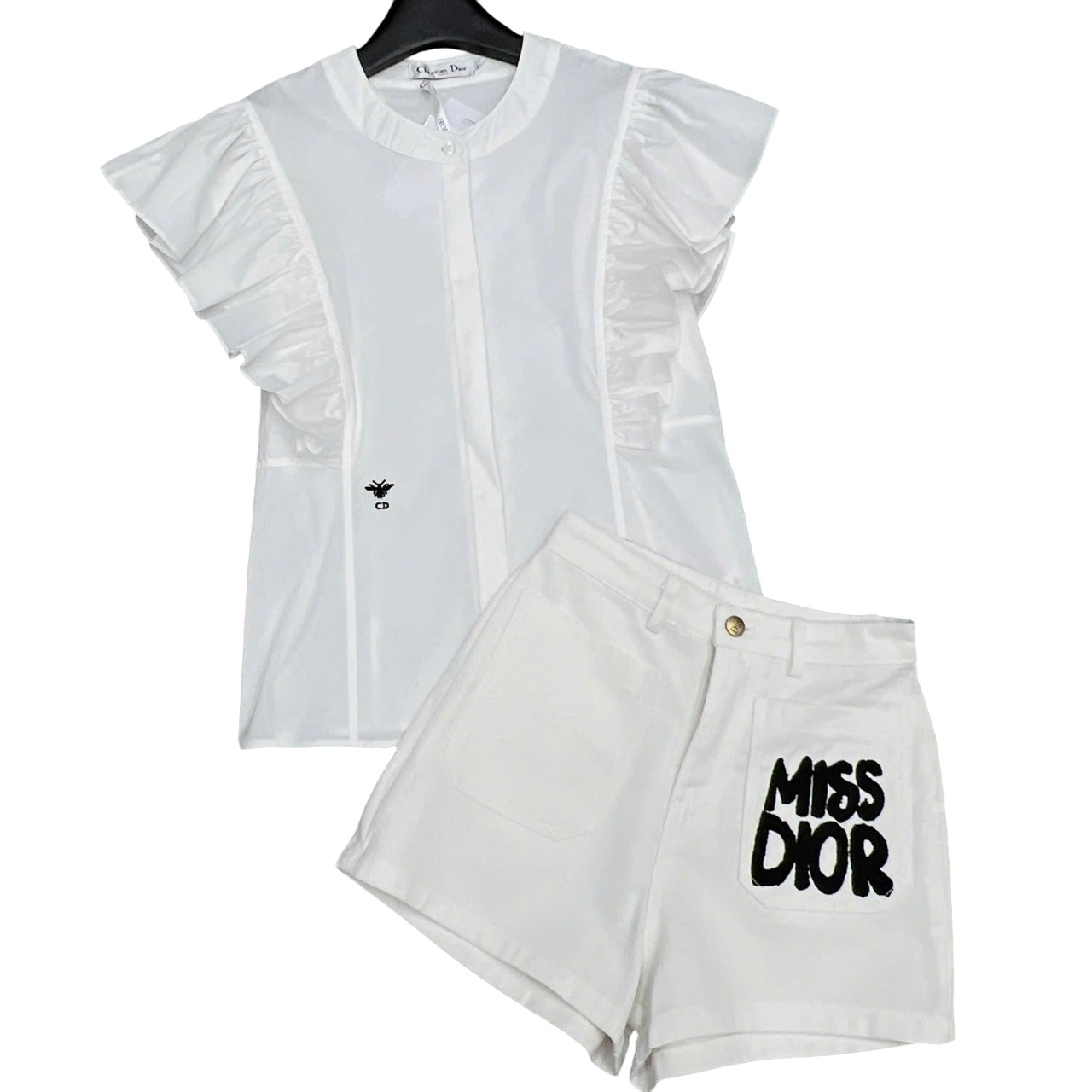Combo áo trắng bèo quần short Miss Dior 3