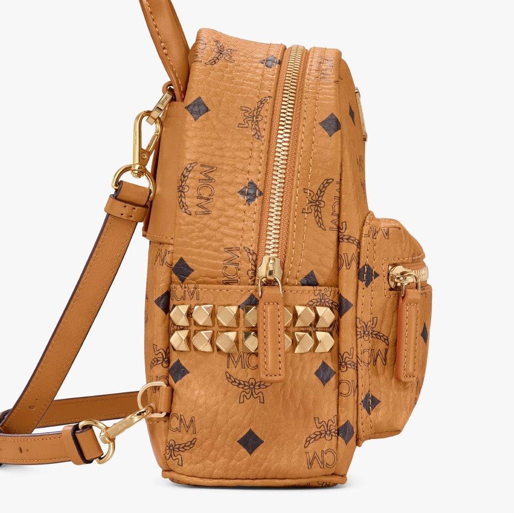 BALO MCM X-MINI STARK BEBE BOO SIDE STUDS COGNAC BACKPACK IN VISETOS 3