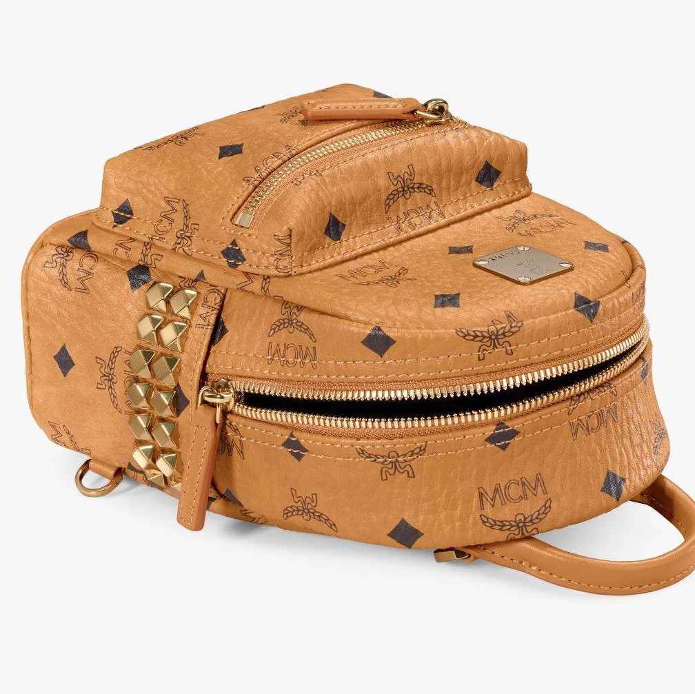 BALO MCM X-MINI STARK BEBE BOO SIDE STUDS COGNAC BACKPACK IN VISETOS 4