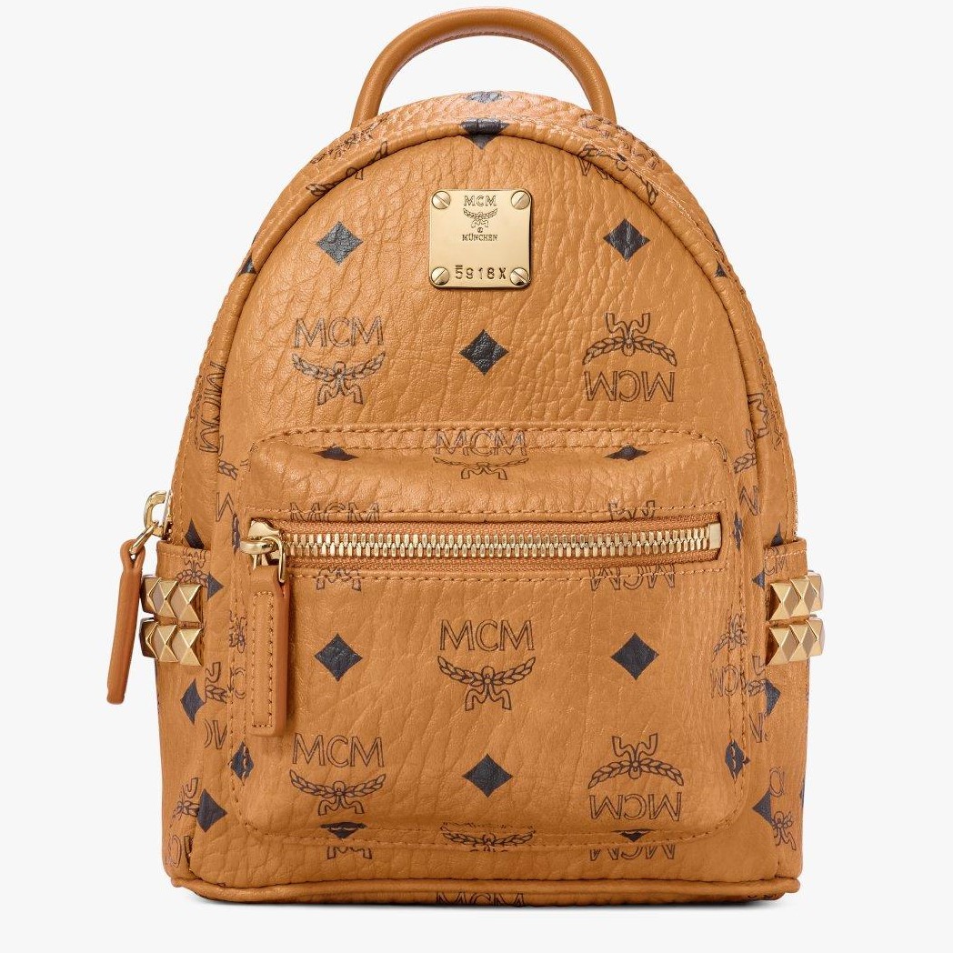 BALO MCM X-MINI STARK BEBE BOO SIDE STUDS COGNAC BACKPACK IN VISETOS 5