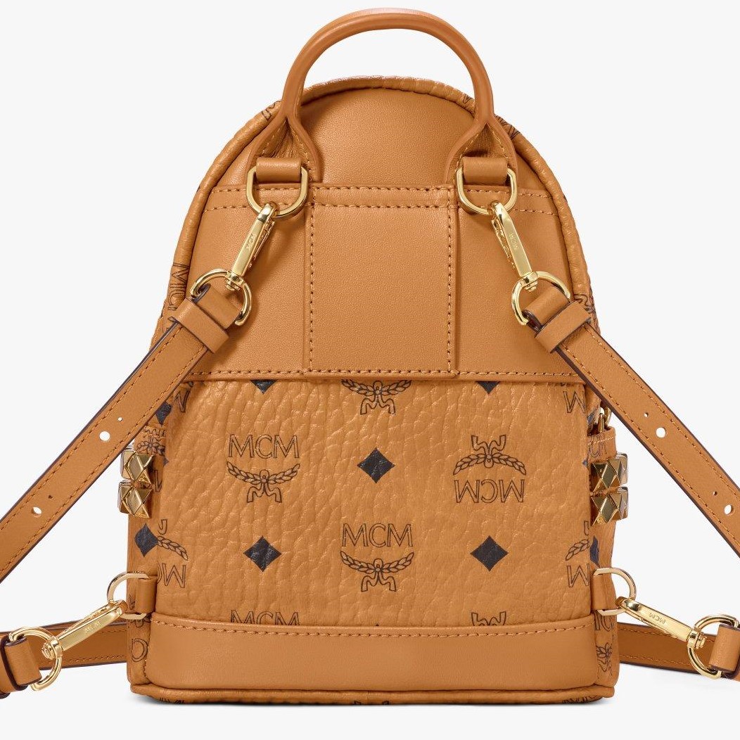 BALO MCM X-MINI STARK BEBE BOO SIDE STUDS COGNAC BACKPACK IN VISETOS 6