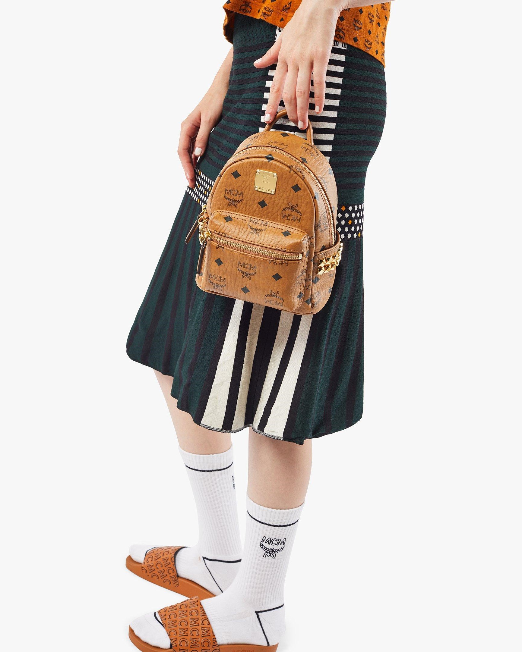 BALO MCM X-MINI STARK BEBE BOO SIDE STUDS COGNAC BACKPACK IN VISETOS 8