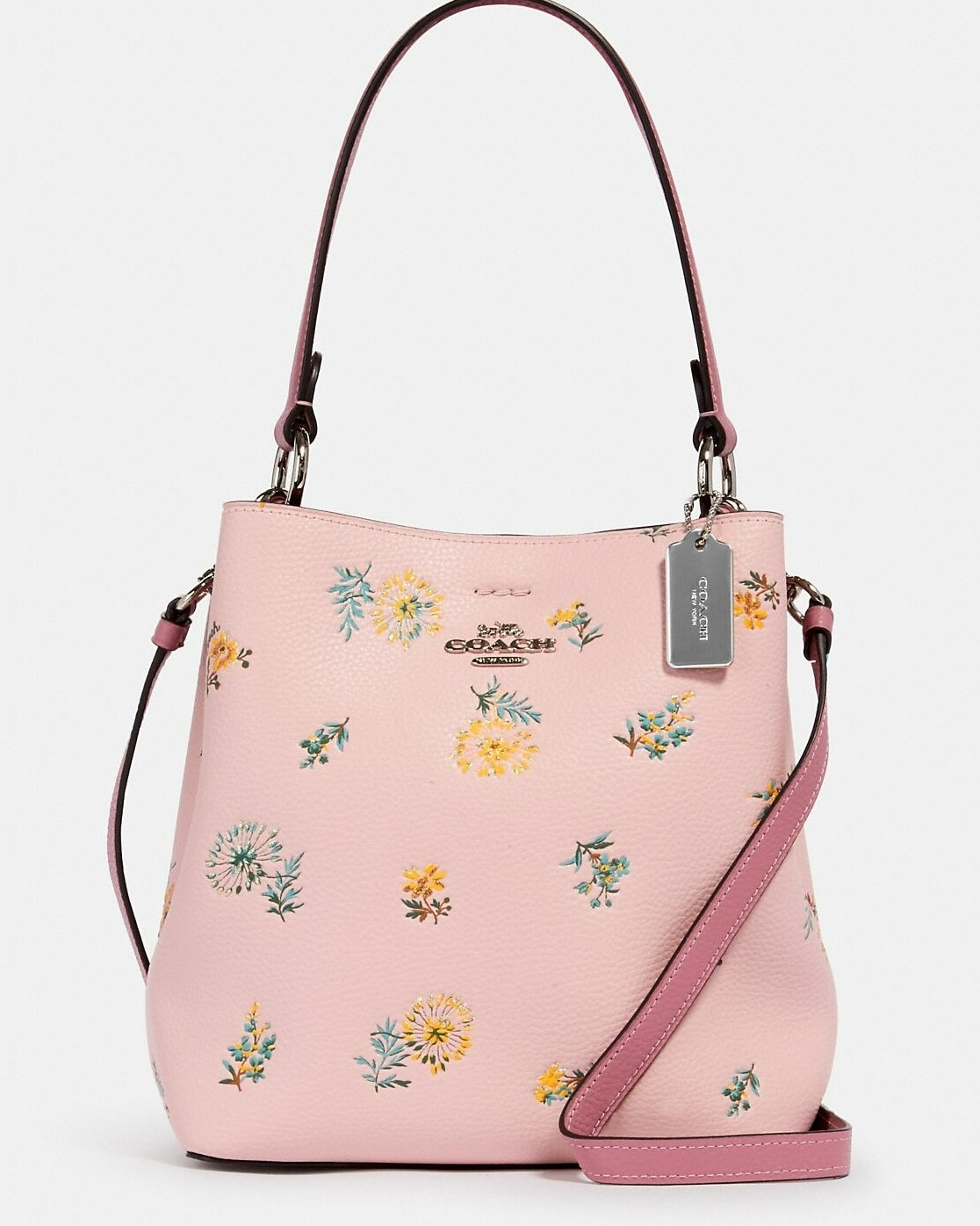 TÚI ĐEO CHÉO NỮ COACH IN HOA SMALL TOWN PEBBLE LEATHER BUCKET BAG WITH DANDELION FLORAL PRINT 2310 2