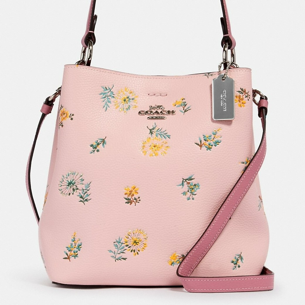 TÚI ĐEO CHÉO NỮ COACH IN HOA SMALL TOWN PEBBLE LEATHER BUCKET BAG WITH DANDELION FLORAL PRINT 2310 4