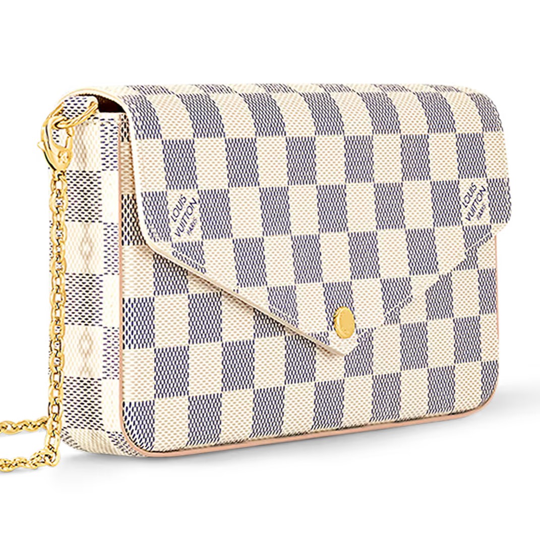 Túi đeo chéo LV nữ Louis Vuitton Félicie Pochette Damier Azur Canvas N40491 2