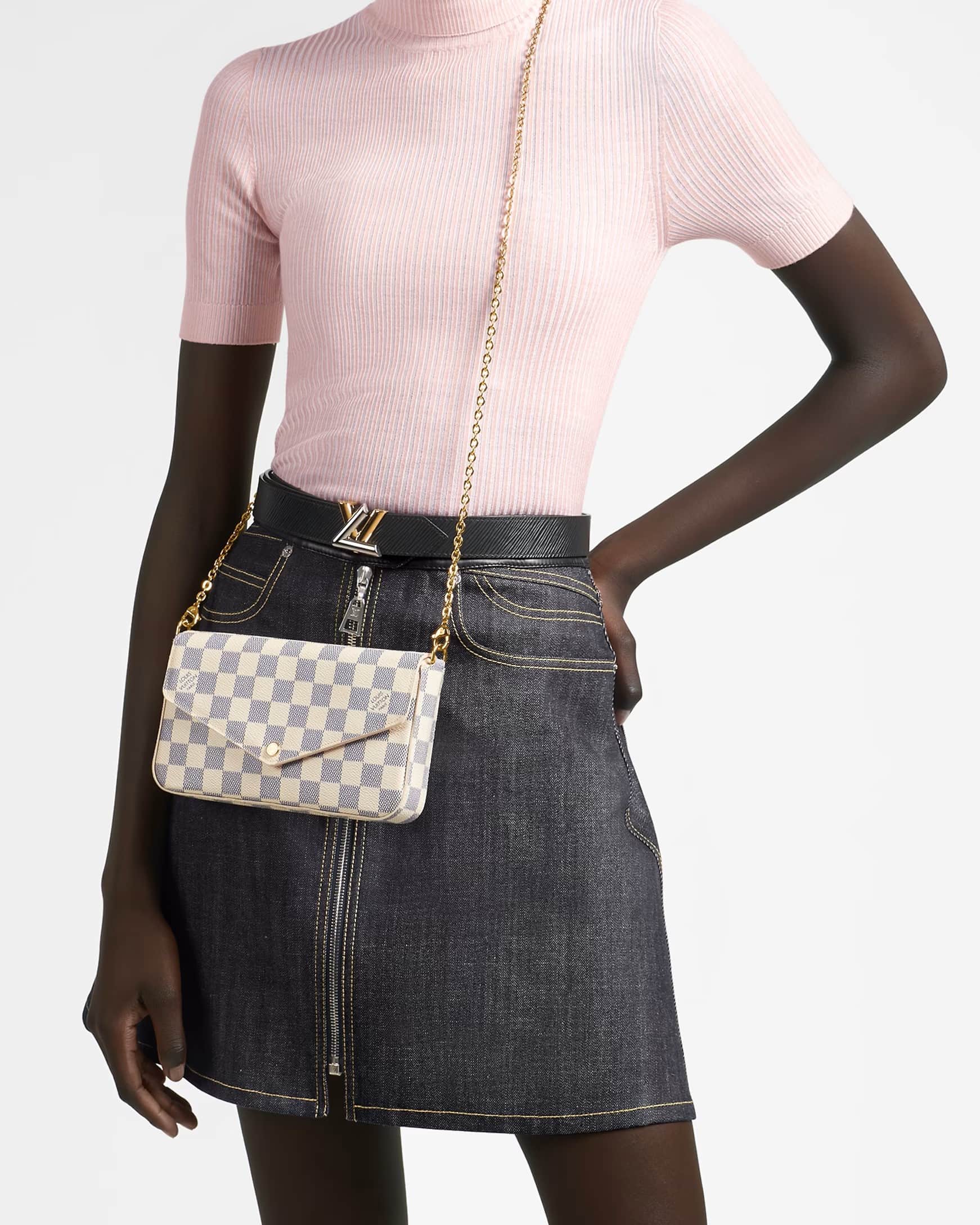 Túi đeo chéo LV nữ Louis Vuitton Félicie Pochette Damier Azur Canvas N40491 5