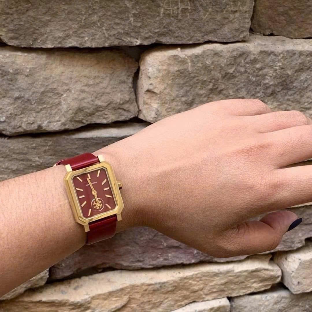 Đồng hồ đeo tay Tory Burch Robinson Womens Quartz Watch with Red Dial and Red Leather Strap TBW1505 2