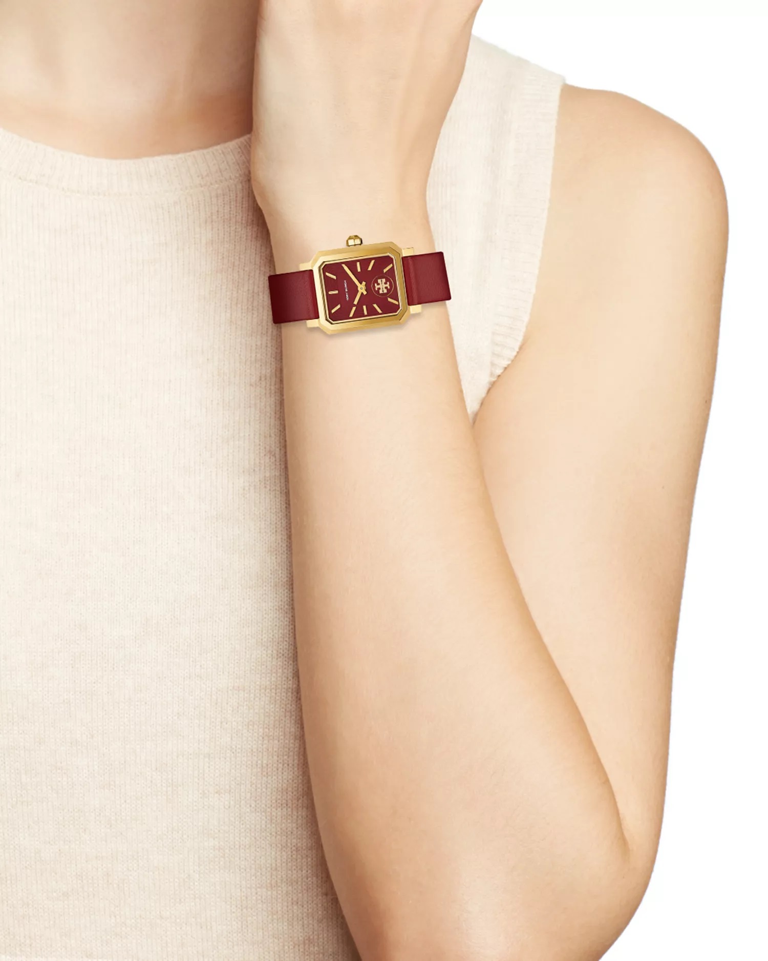 Đồng hồ đeo tay Tory Burch Robinson Womens Quartz Watch with Red Dial and Red Leather Strap TBW1505 3