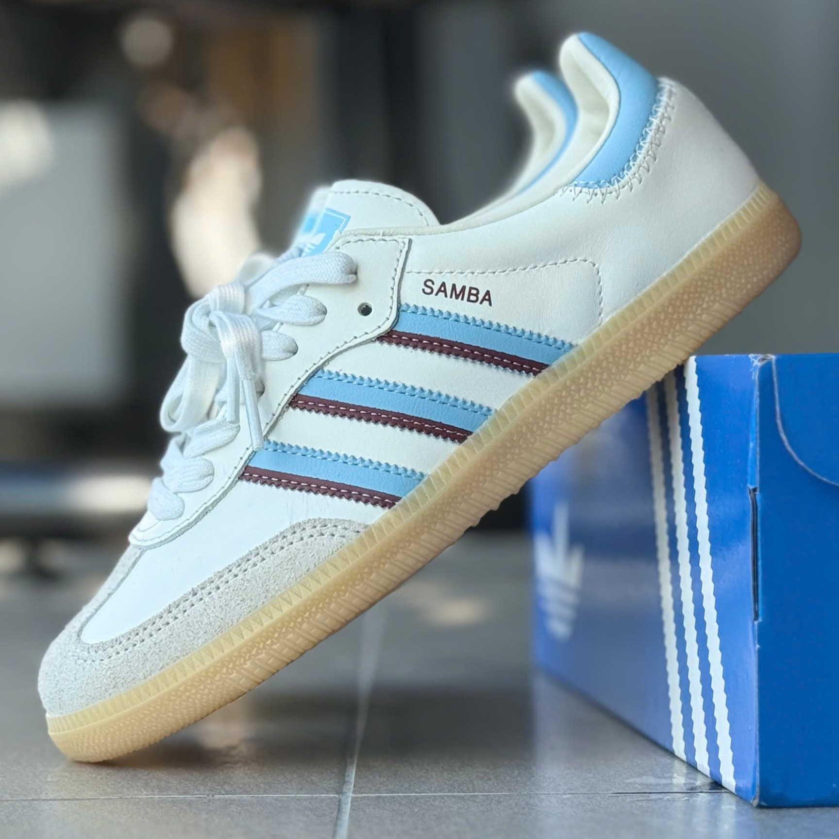 Giày thể thao Adidas Samba OG Shoes Wonder White Clear Sky JS5041 8