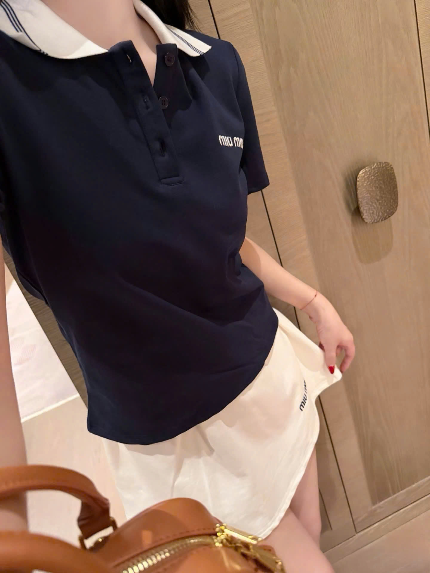 Combo áo váy thun trắng xanh Miu Miu 5
