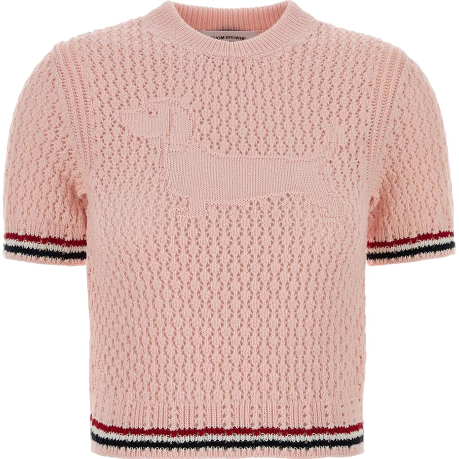 Áo nữ hồng Thom Browne Jacquard Cotton Sweater Light Pink 2