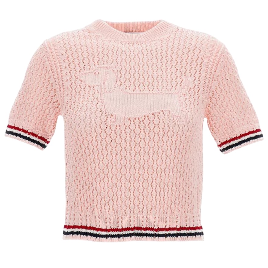 Áo nữ hồng Thom Browne Jacquard Cotton Sweater Light Pink 6