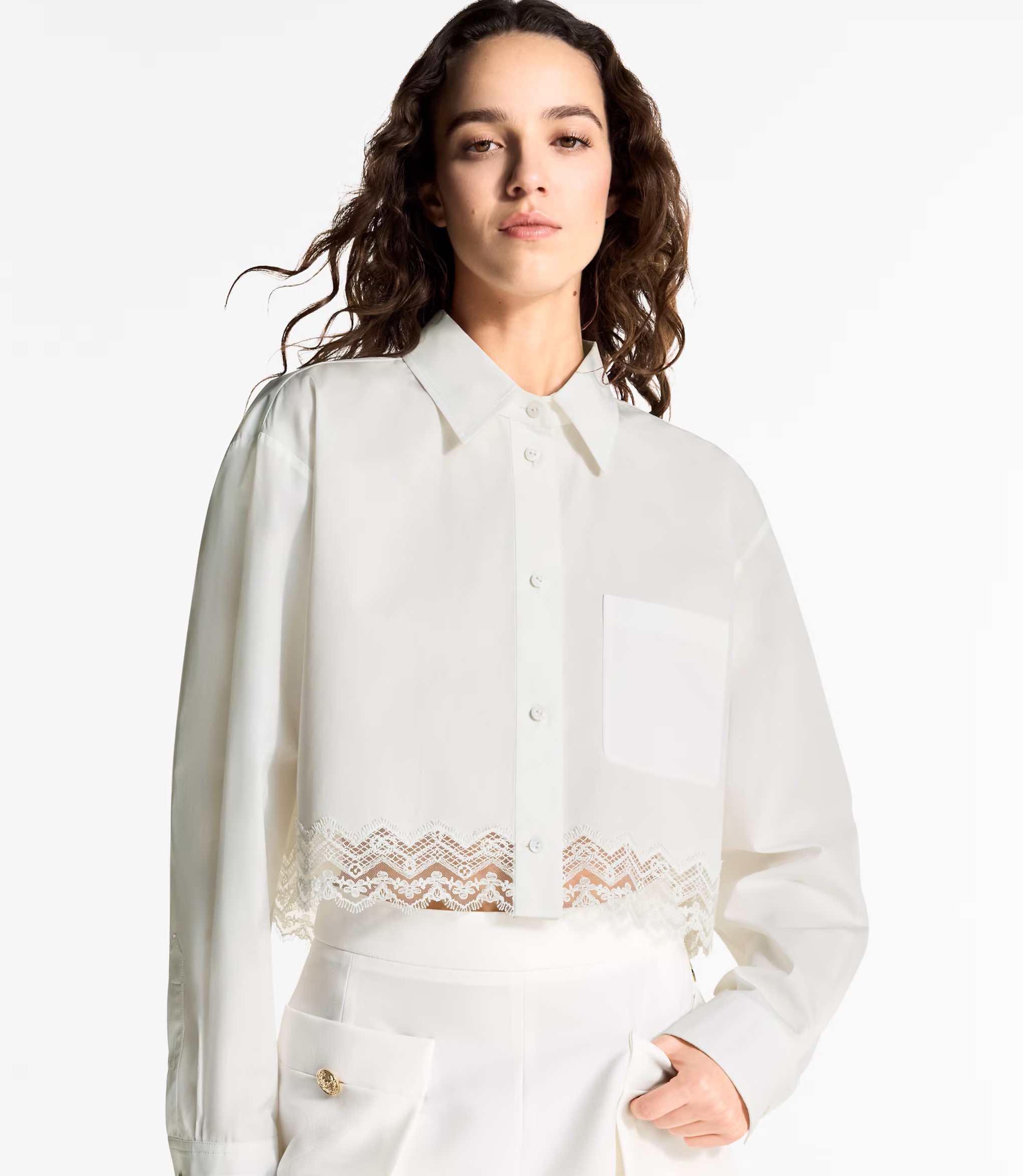 Áo sơ mi Louis Vuitton Lace Trim Shirt 1AHGWV 3