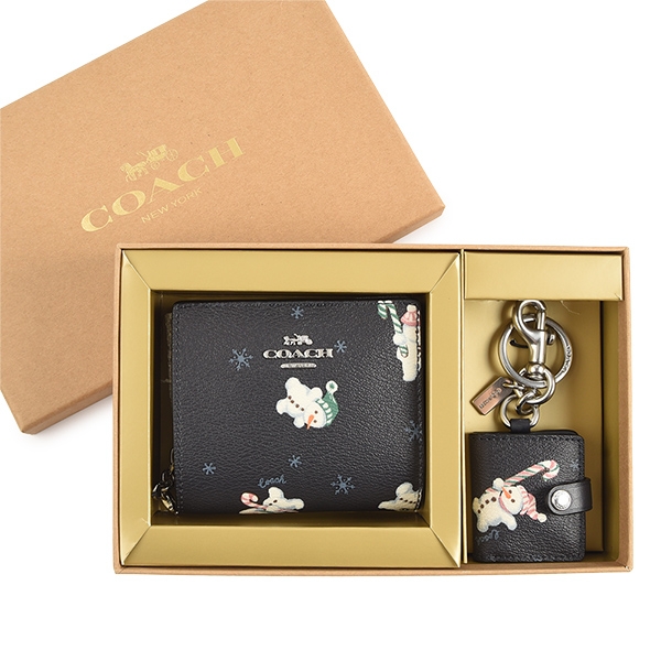 VÍ COACH NỮ BOXED SNAP WALLET AND PICTURE FRAME BAG CHARM WITH SNOWMAN PRINT 1