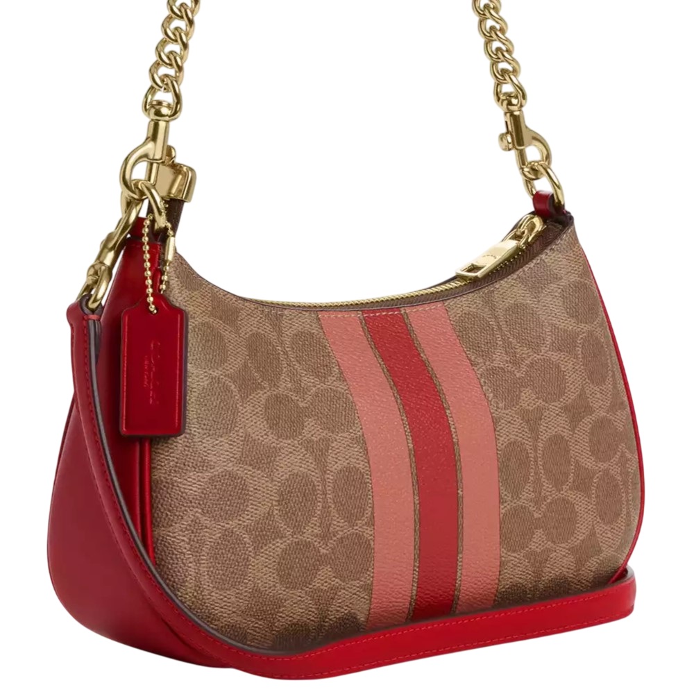 Túi đeo chéo Coach Teri Shoulder Bag In Signature Canvas With Stripe Tan Multi CAL81 3