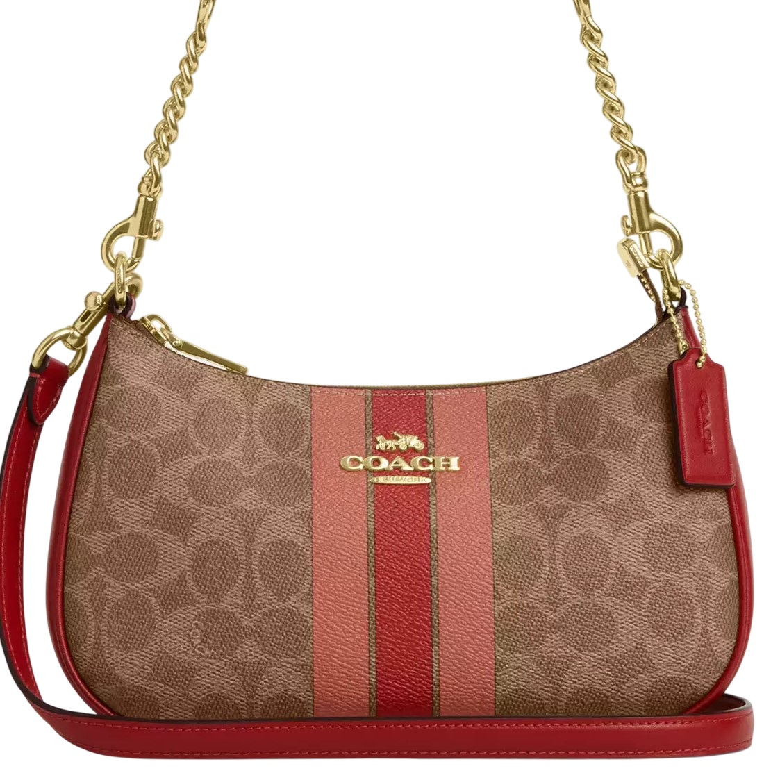 Túi đeo chéo Coach Teri Shoulder Bag In Signature Canvas With Stripe Tan Multi CAL81 5