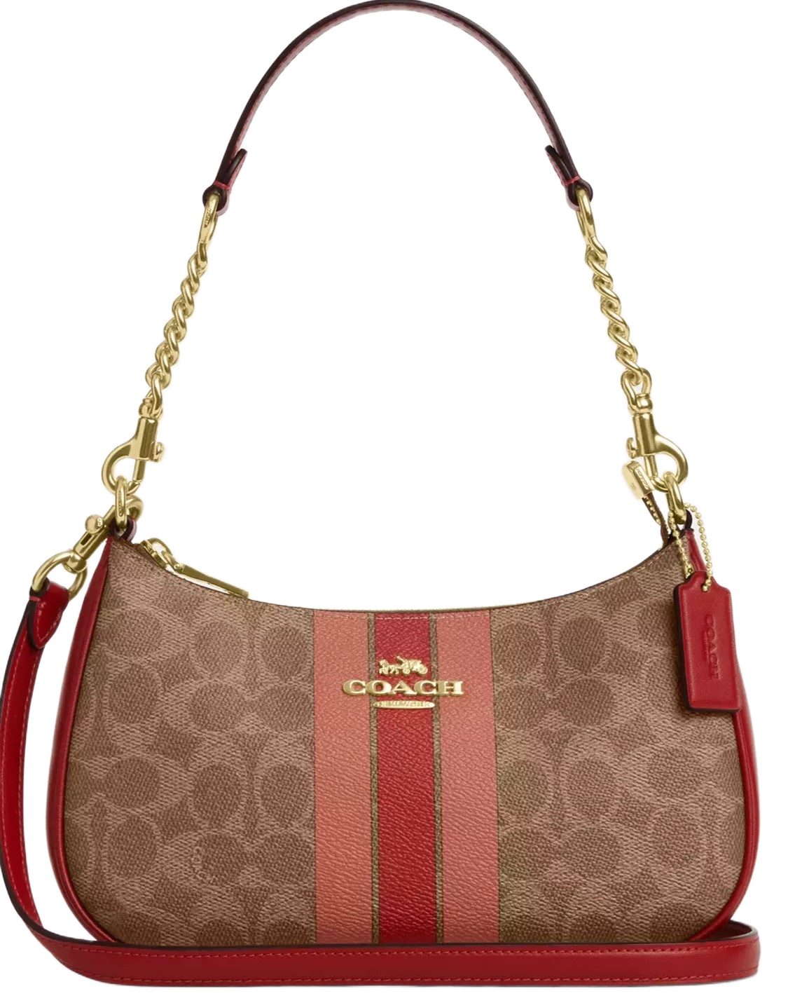 Túi đeo chéo Coach Teri Shoulder Bag In Signature Canvas With Stripe Tan Multi CAL81 7