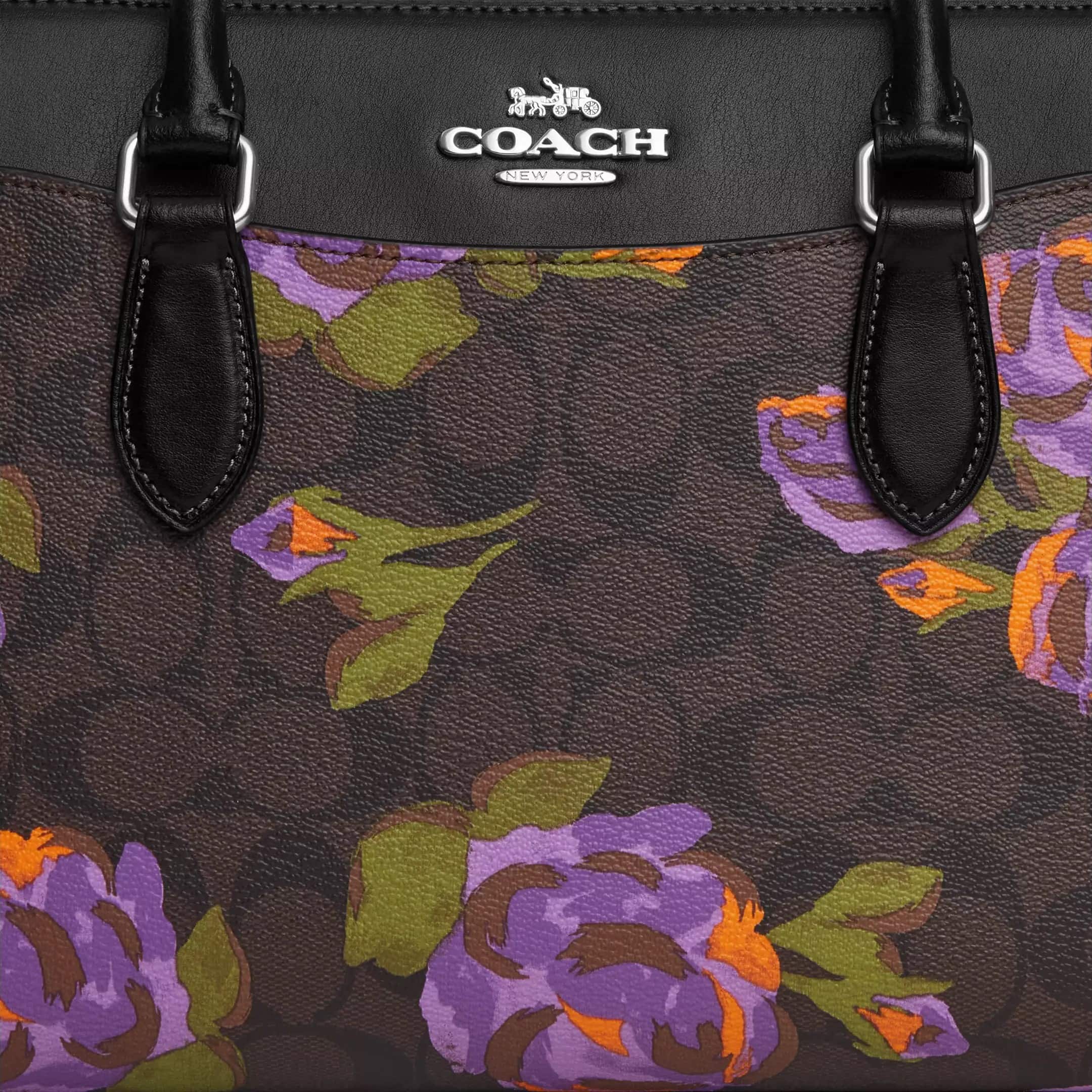 TÚI XÁCH HỌA TIẾT HOA TÍM COACH DARCIE CARRYALL BAG IN SIGNATURE CANVAS WITH ROSE PRINT CL466 3