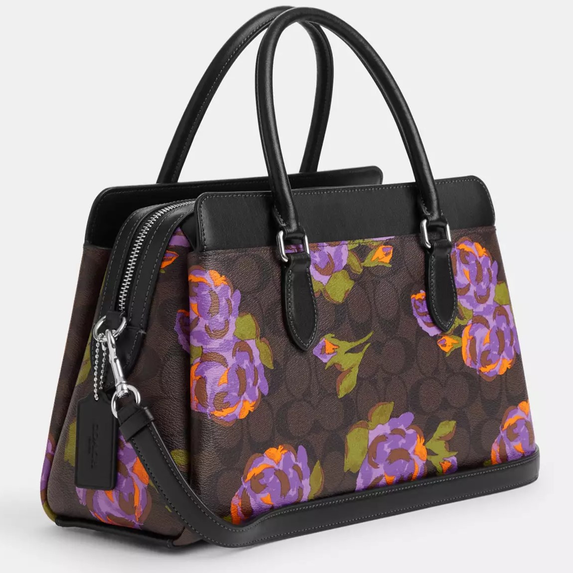 TÚI XÁCH HỌA TIẾT HOA TÍM COACH DARCIE CARRYALL BAG IN SIGNATURE CANVAS WITH ROSE PRINT CL466 5