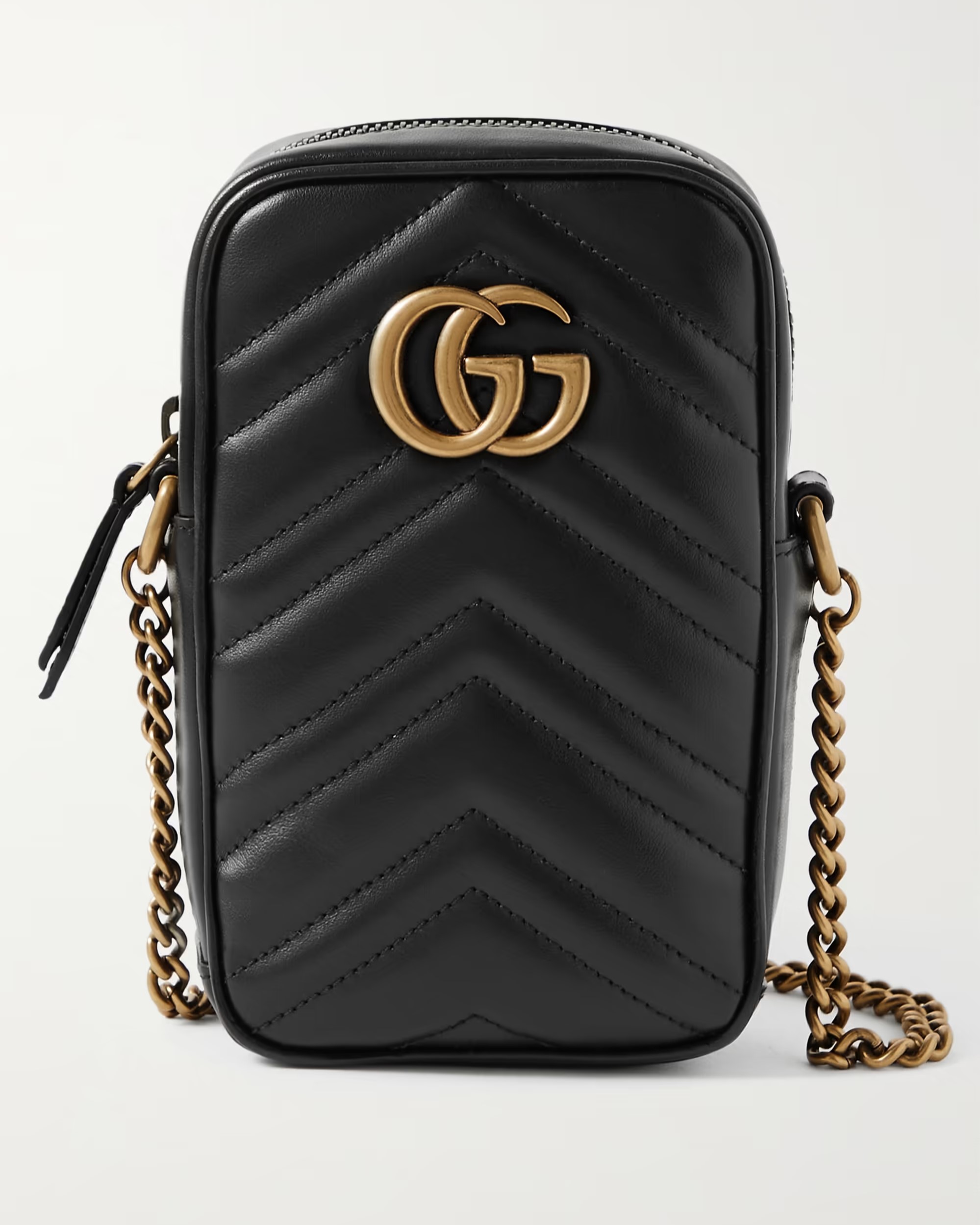 TÚI NỮ ĐEO ĐIỆN THOẠI GUCCI GG MARMONT MINI BLACK QUILTED LEATHER POUCH 1