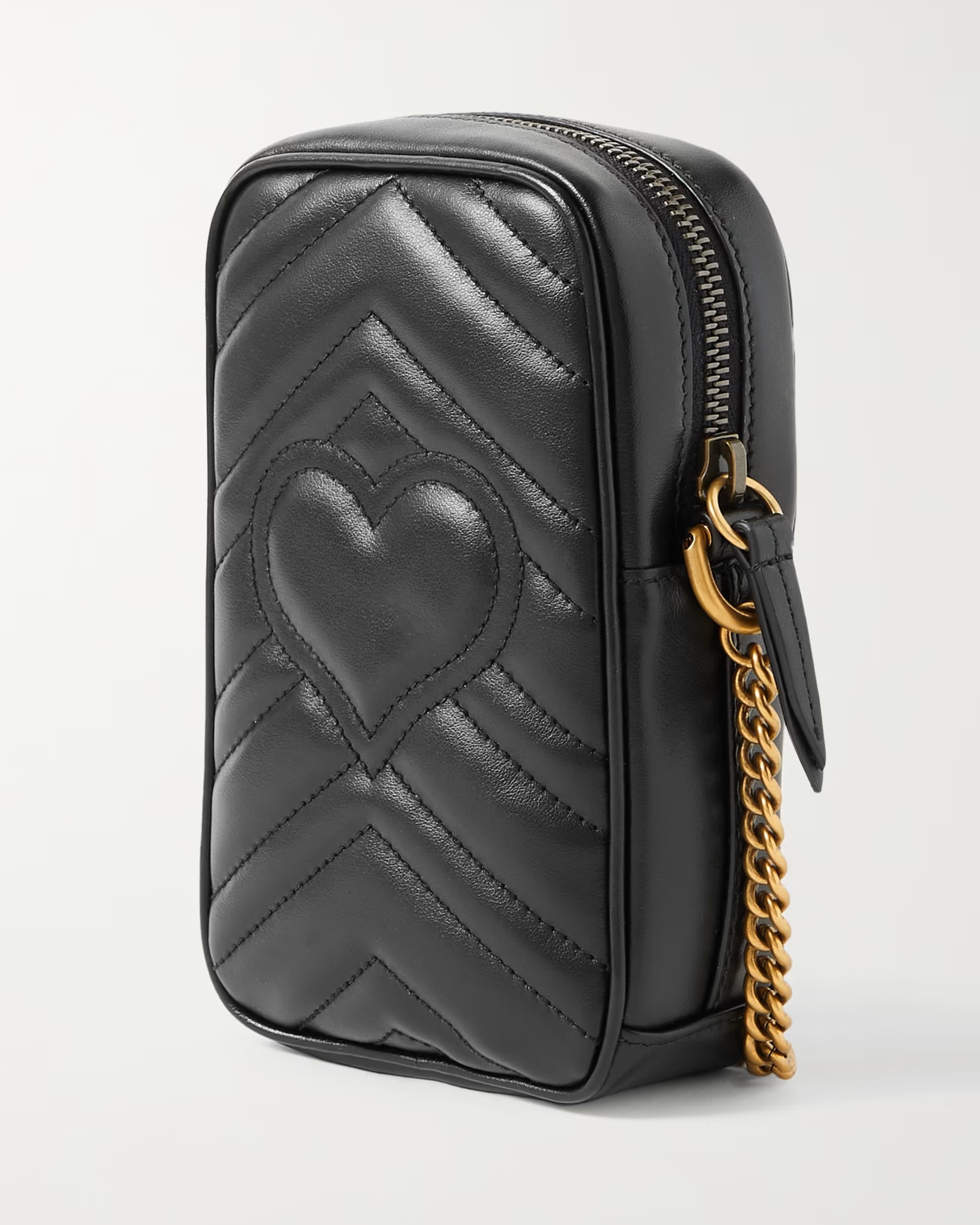 TÚI NỮ ĐEO ĐIỆN THOẠI GUCCI GG MARMONT MINI BLACK QUILTED LEATHER POUCH 5