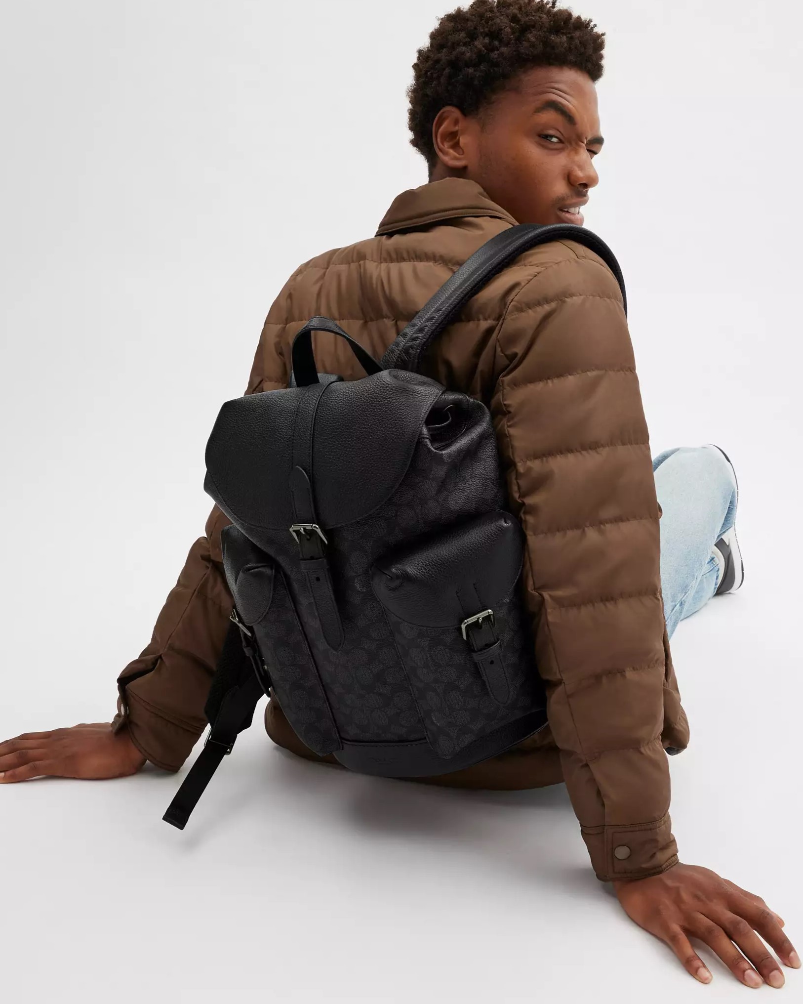 Ba lô Coach Warner Signature Canvas Backpack Charcoal Black CW211 4