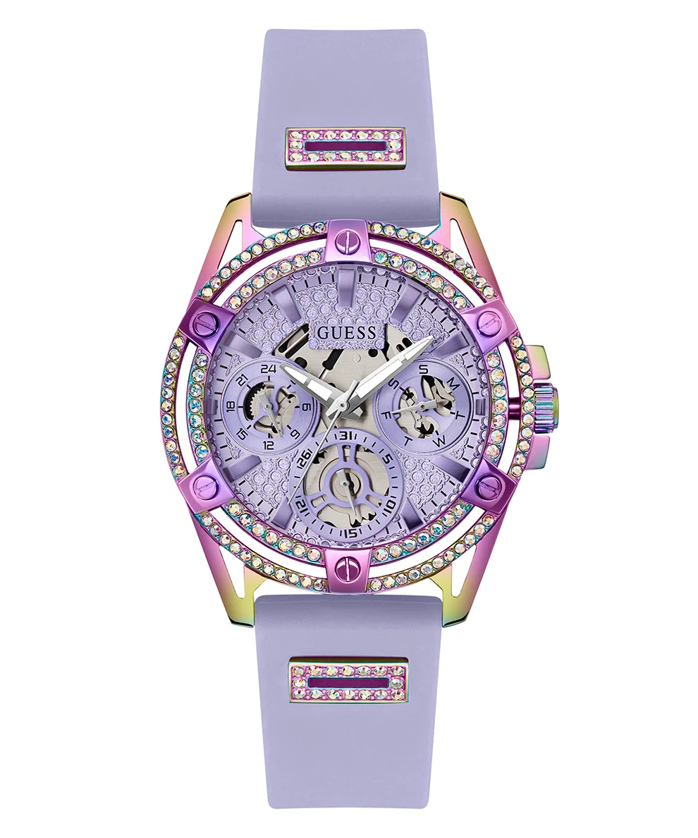 ĐỒNG HỒ ĐEO TAY NỮ GUESS LADIES PURPLE IRIDESCENT MULTI-FUNCTION SILICONE WATCH GW0536L4 3