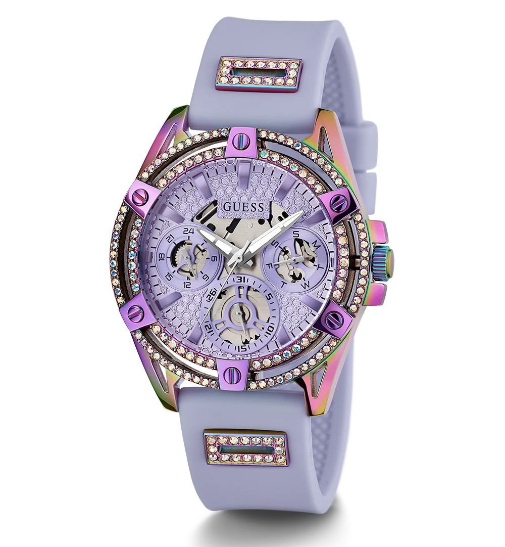 ĐỒNG HỒ ĐEO TAY NỮ GUESS LADIES PURPLE IRIDESCENT MULTI-FUNCTION SILICONE WATCH GW0536L4 4