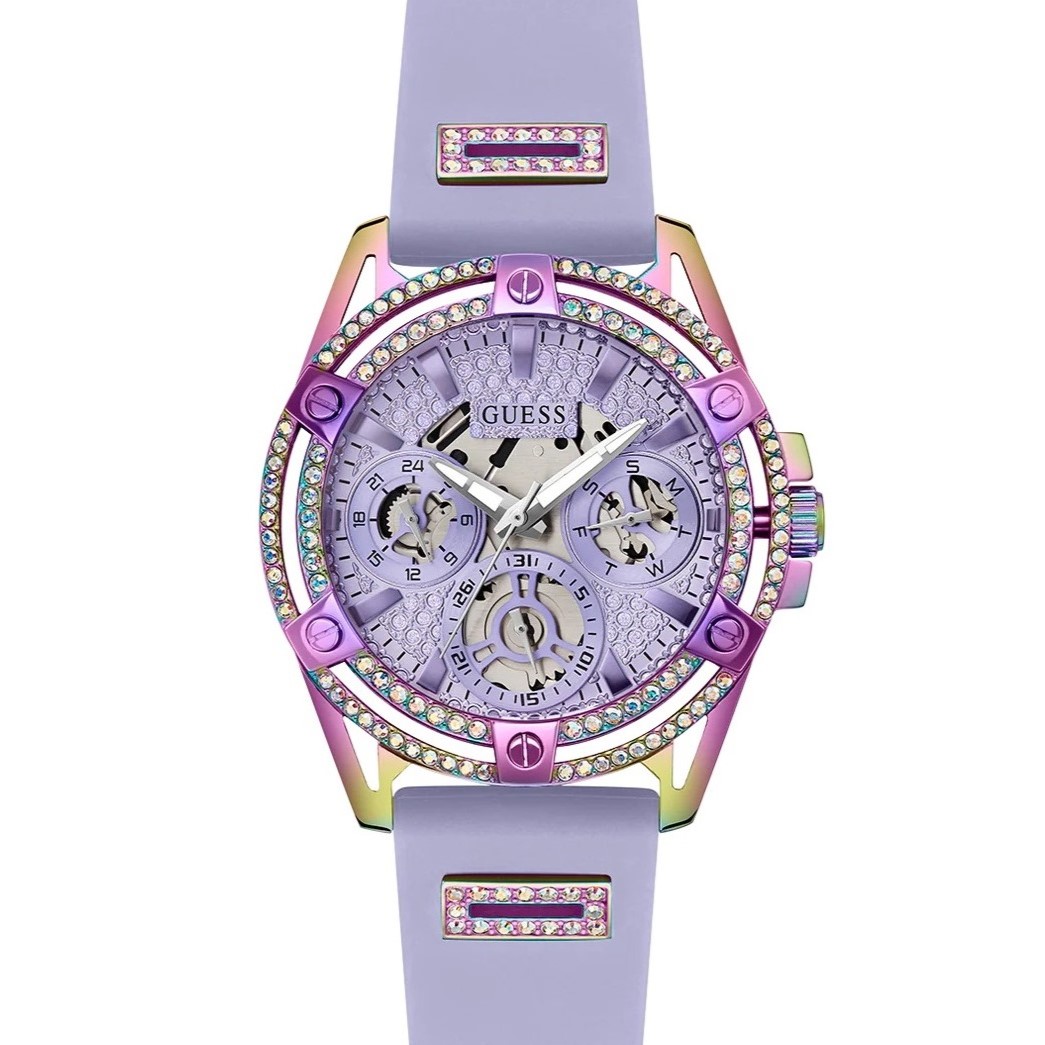ĐỒNG HỒ ĐEO TAY NỮ GUESS LADIES PURPLE IRIDESCENT MULTI-FUNCTION SILICONE WATCH GW0536L4 6