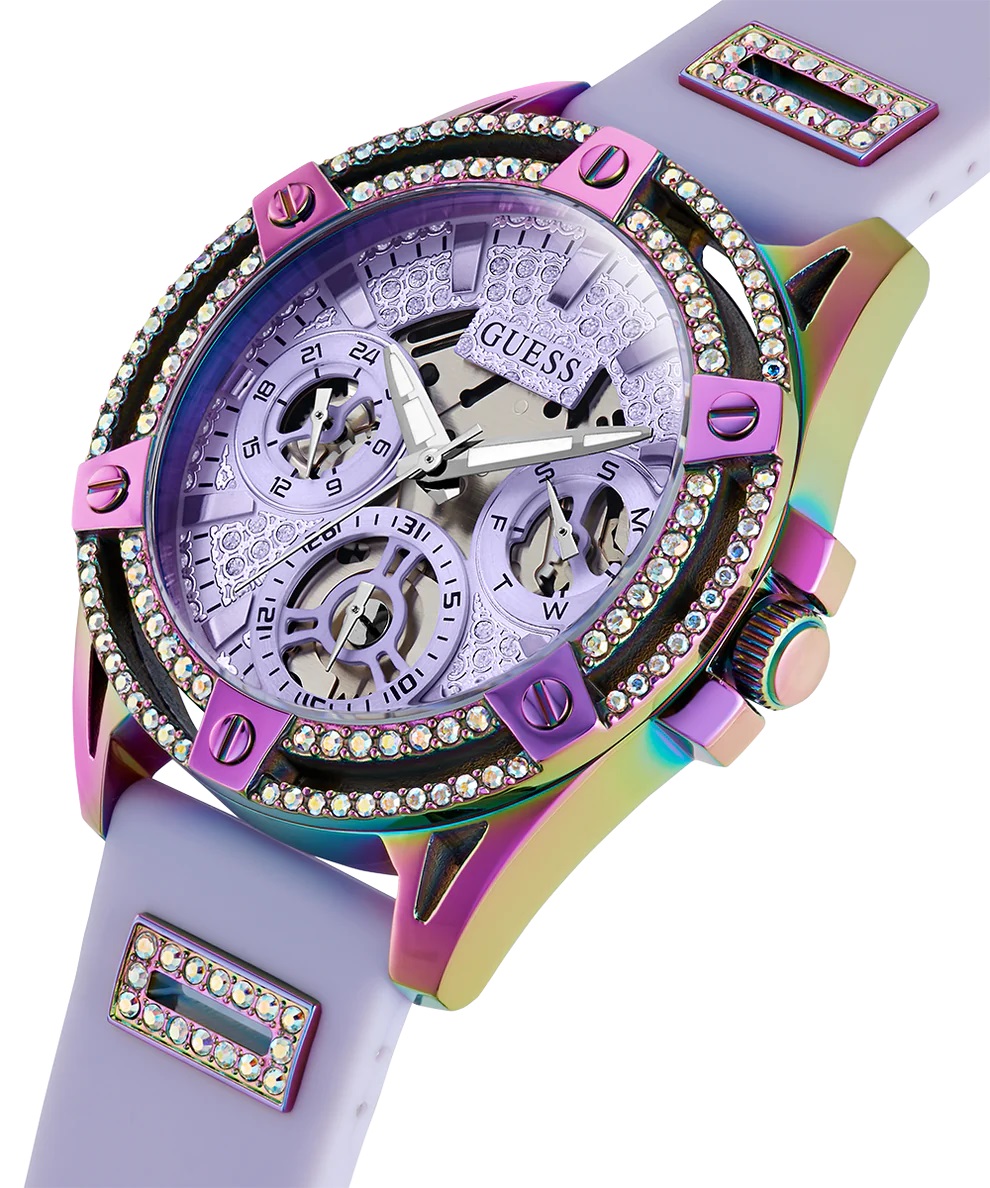 ĐỒNG HỒ ĐEO TAY NỮ GUESS LADIES PURPLE IRIDESCENT MULTI-FUNCTION SILICONE WATCH GW0536L4 10