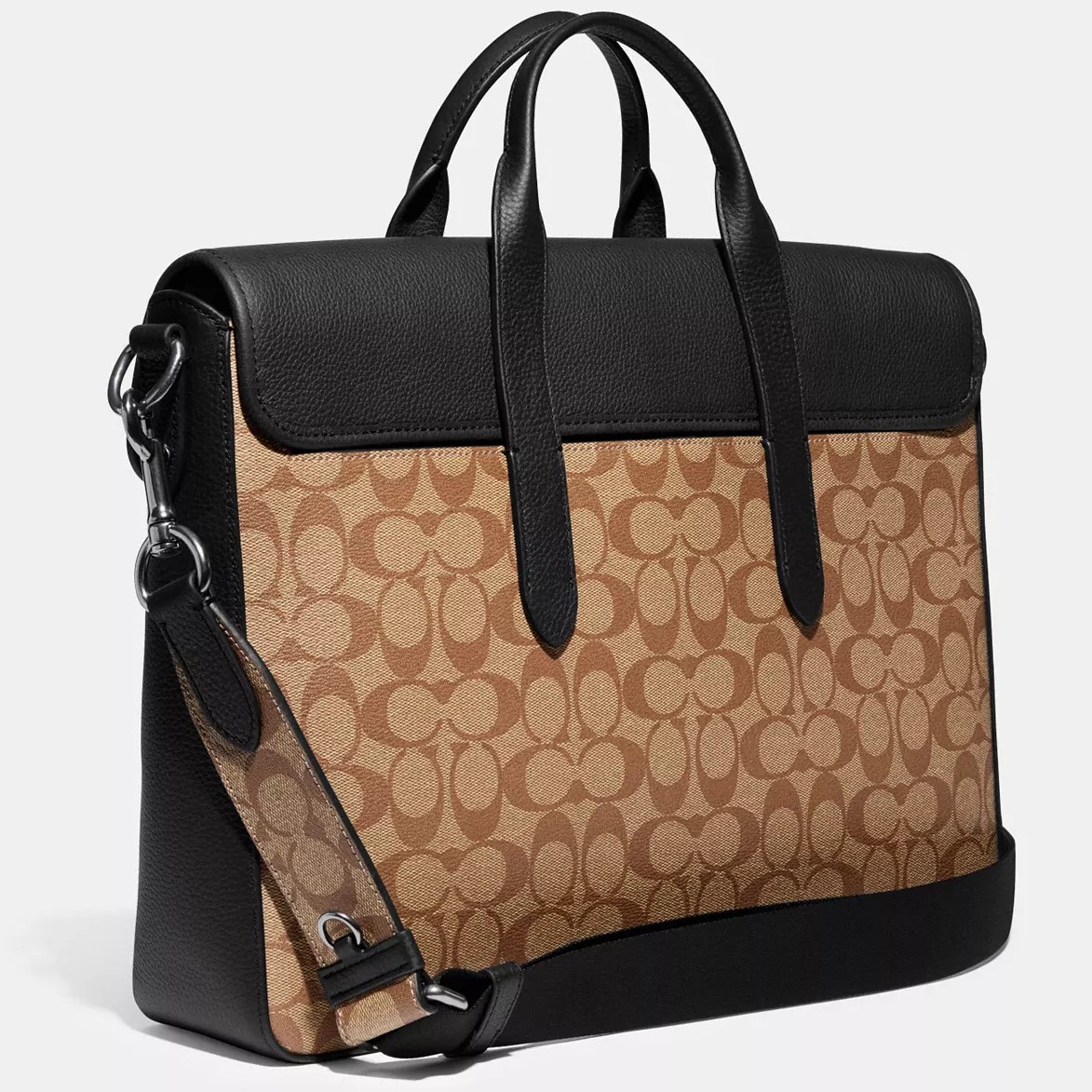 Cặp laptop Nam Coach Sullivan Portfolio Brief In Signature Canvas Khaki Black C9873 1