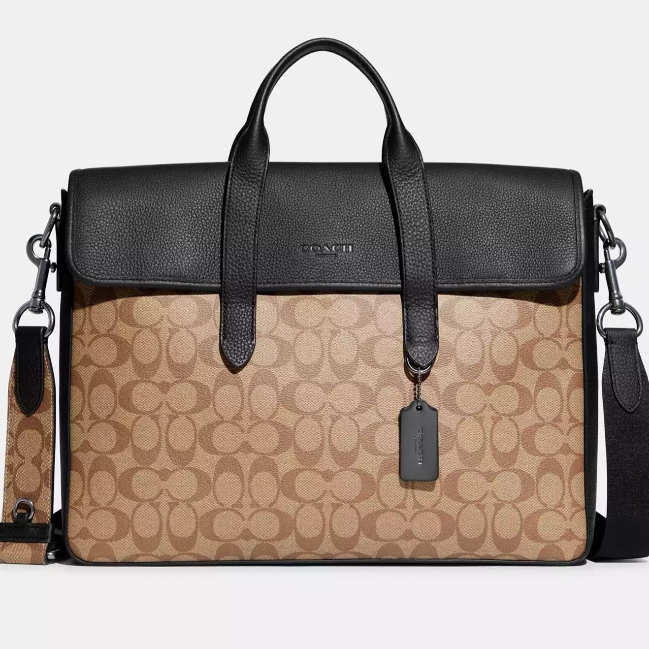 Cặp laptop Nam Coach Sullivan Portfolio Brief In Signature Canvas Khaki Black C9873 3