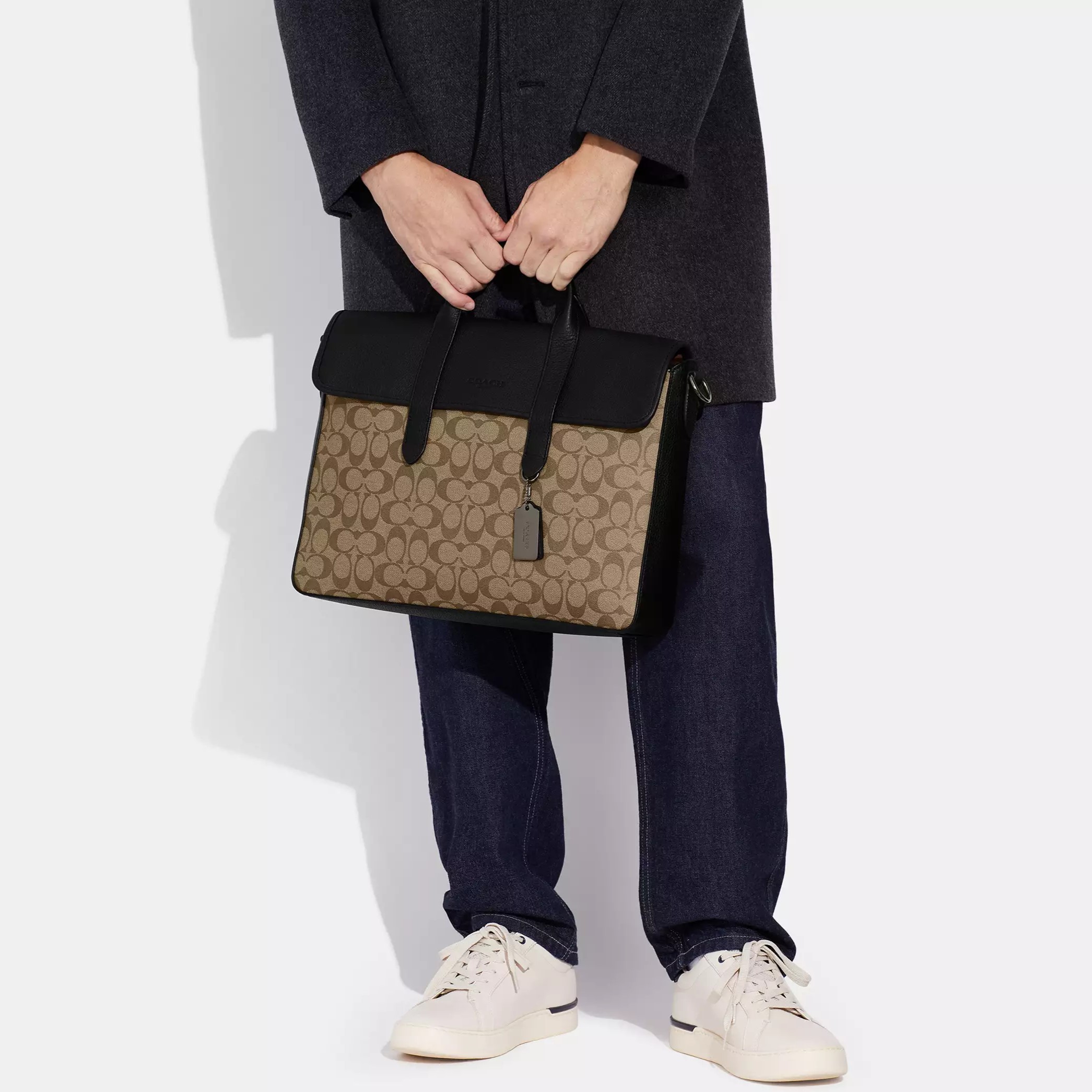 Cặp laptop Nam Coach Sullivan Portfolio Brief In Signature Canvas Khaki Black C9873 7