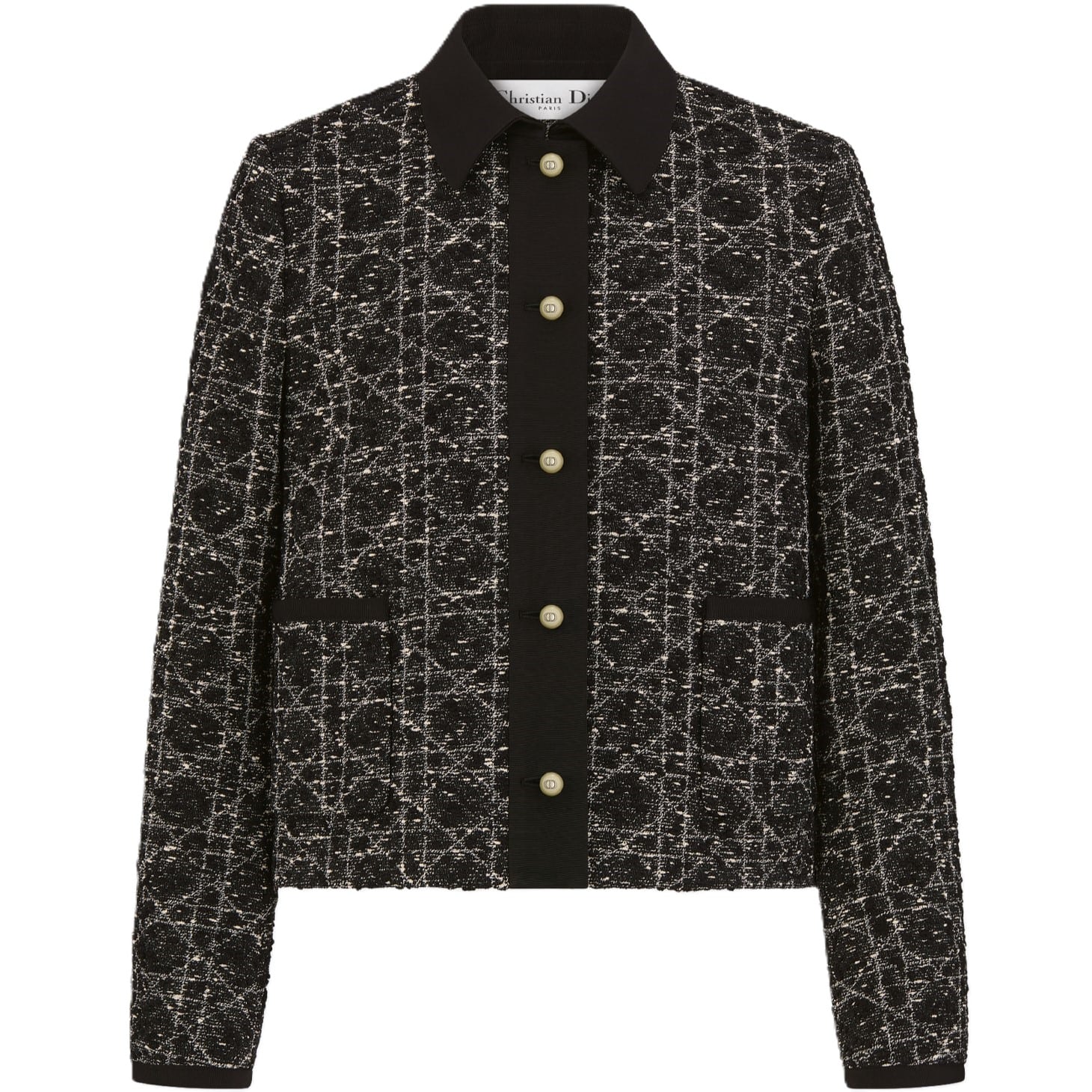 Áo khoác nữ Dior Macrocannage Jacket Black Cotton-Blend Tweed 1