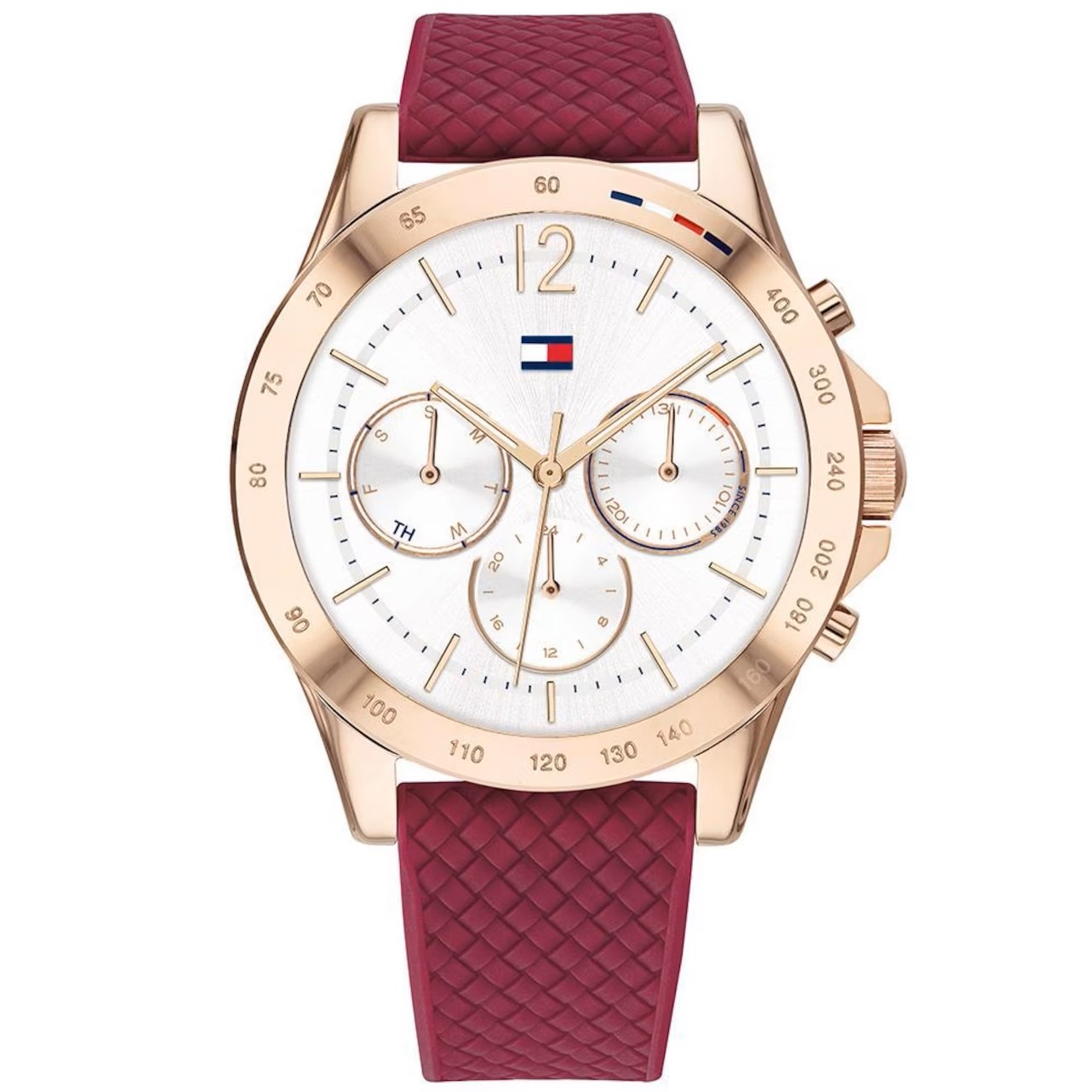 ĐỒNG HỒ ĐEO TAY NỮ TOMMY HILFIGER ROSE GOLD SPORT WATCH WITH RED SILICONE STRAP HAVEN ANALOG WATCH FOR WOMEN TH1782200W 2