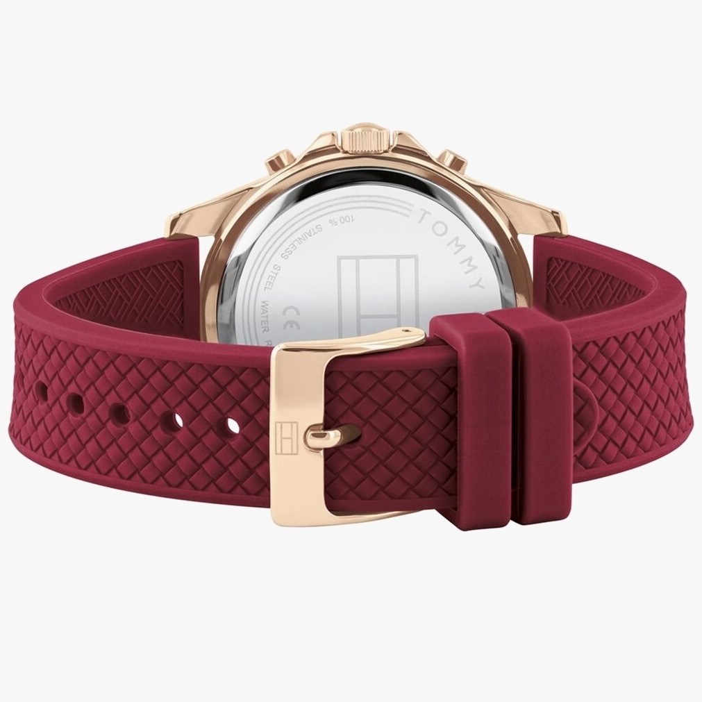 ĐỒNG HỒ ĐEO TAY NỮ TOMMY HILFIGER ROSE GOLD SPORT WATCH WITH RED SILICONE STRAP HAVEN ANALOG WATCH FOR WOMEN TH1782200W 3