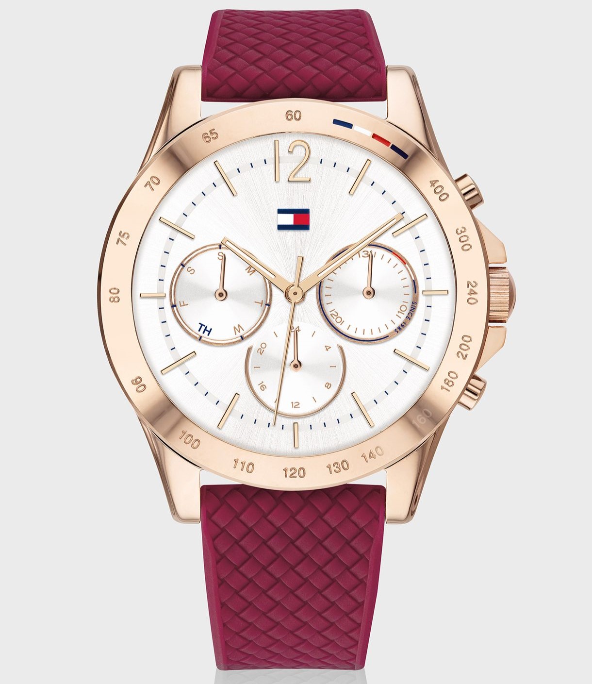 ĐỒNG HỒ ĐEO TAY NỮ TOMMY HILFIGER ROSE GOLD SPORT WATCH WITH RED SILICONE STRAP HAVEN ANALOG WATCH FOR WOMEN TH1782200W 6