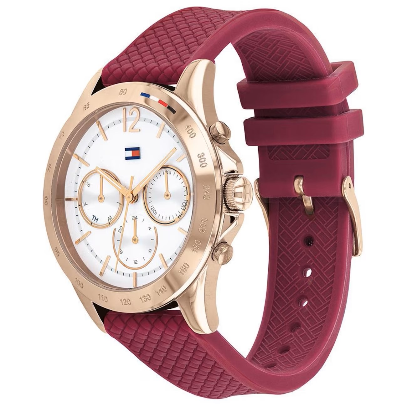 ĐỒNG HỒ ĐEO TAY NỮ TOMMY HILFIGER ROSE GOLD SPORT WATCH WITH RED SILICONE STRAP HAVEN ANALOG WATCH FOR WOMEN TH1782200W 11