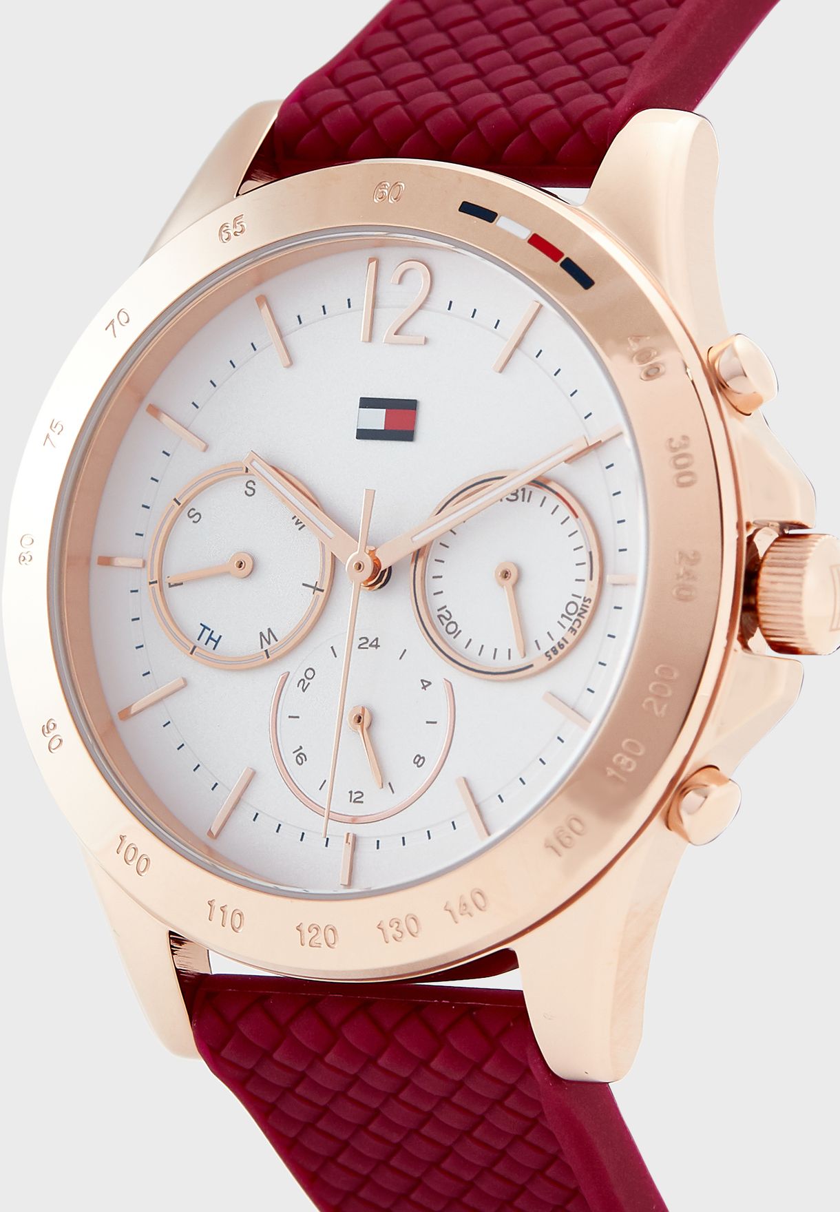ĐỒNG HỒ ĐEO TAY NỮ TOMMY HILFIGER ROSE GOLD SPORT WATCH WITH RED SILICONE STRAP HAVEN ANALOG WATCH FOR WOMEN TH1782200W 9